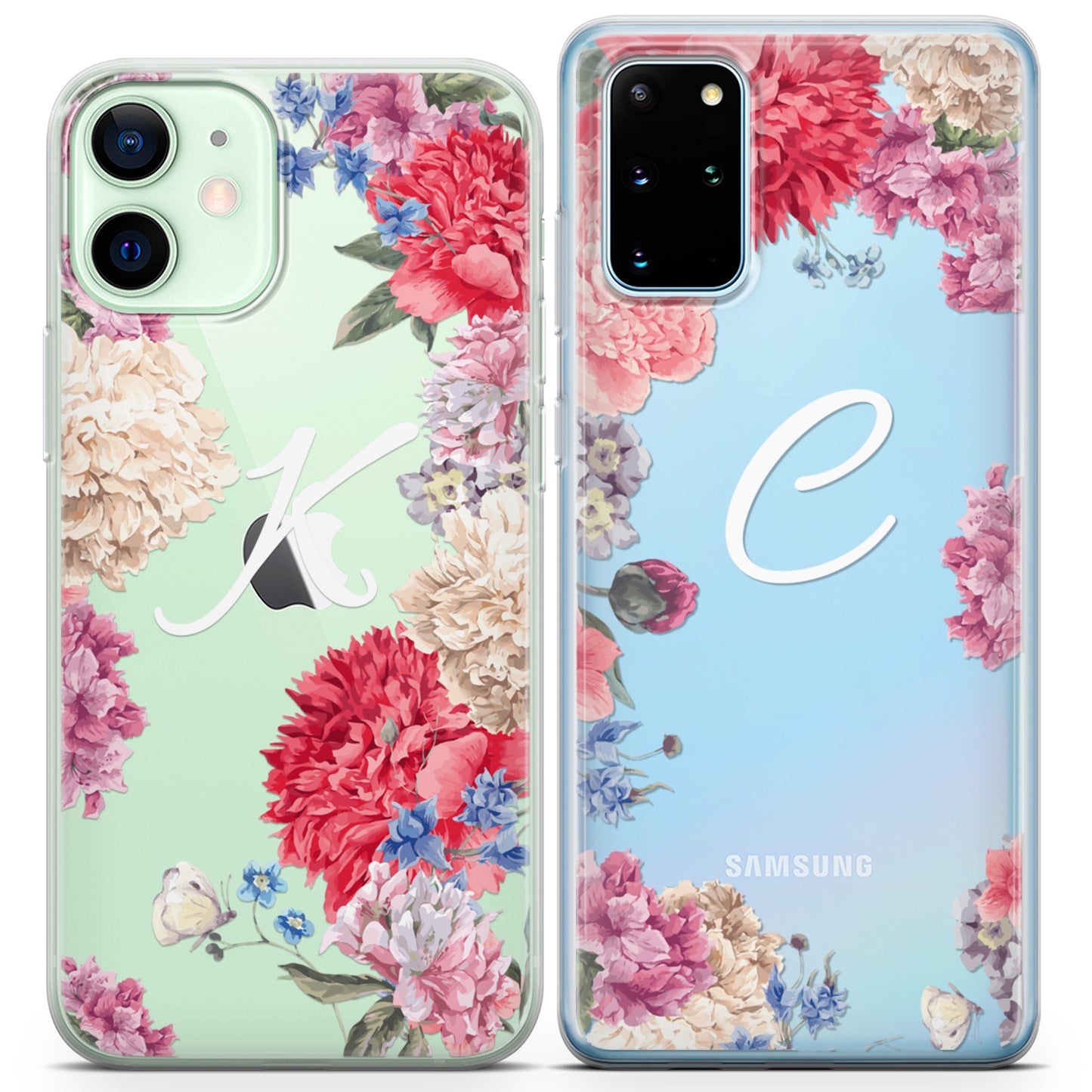 Cavka iPhone Couple Cases Pink Carnation Bloom