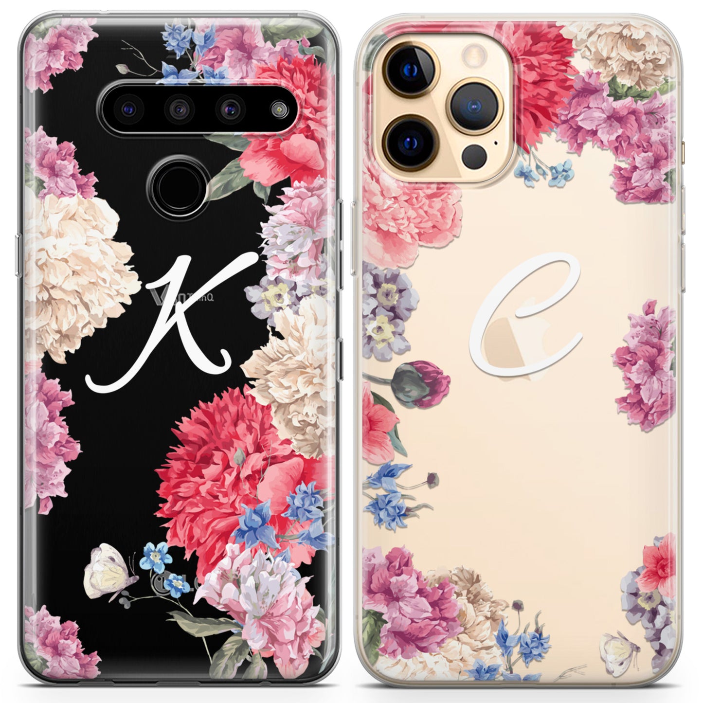 Cavka iPhone Couple Cases Pink Carnation Bloom