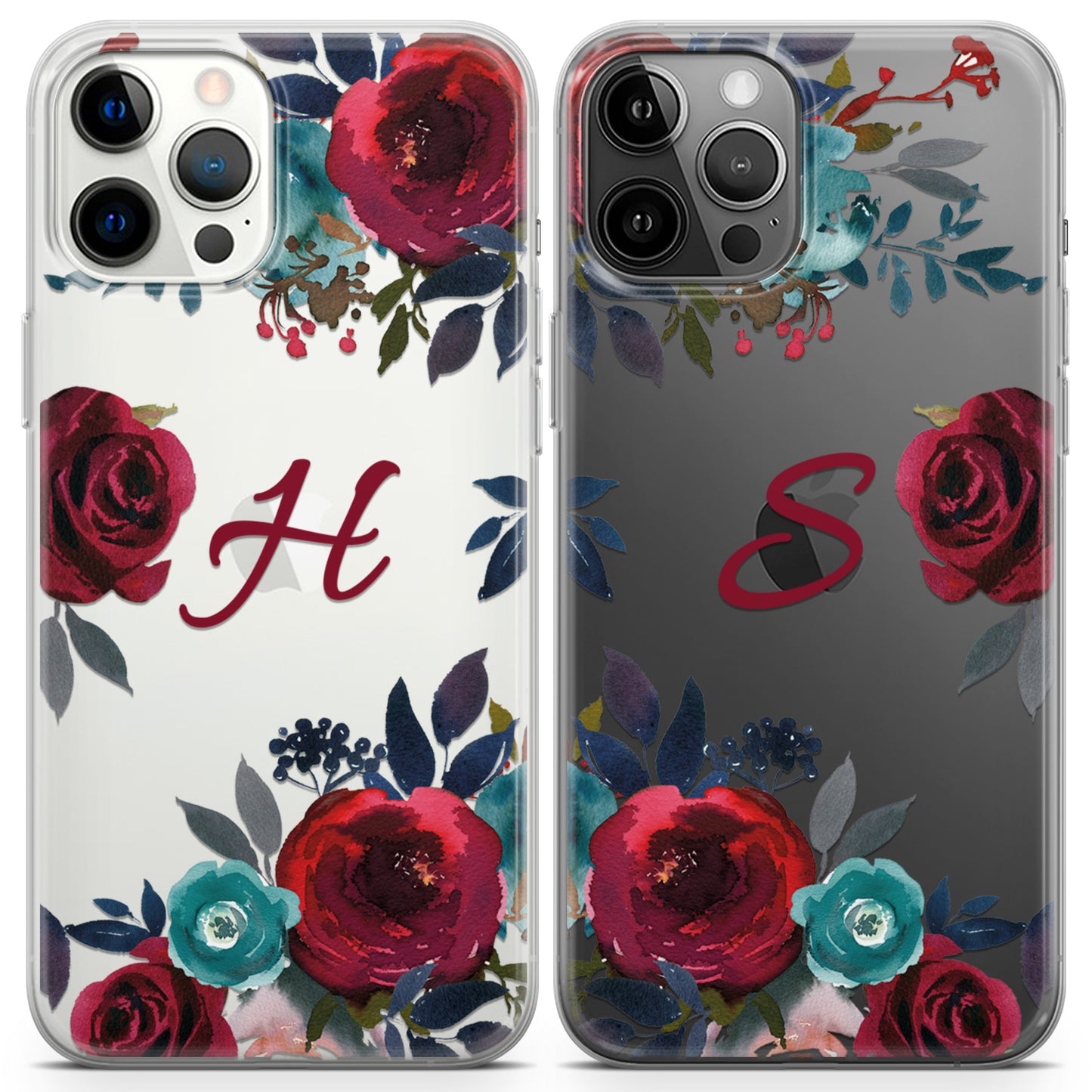 Cavka iPhone Couple Cases Burgundy Roses