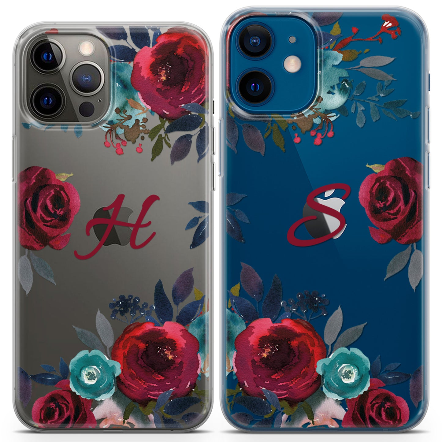 Cavka iPhone Couple Cases Burgundy Roses