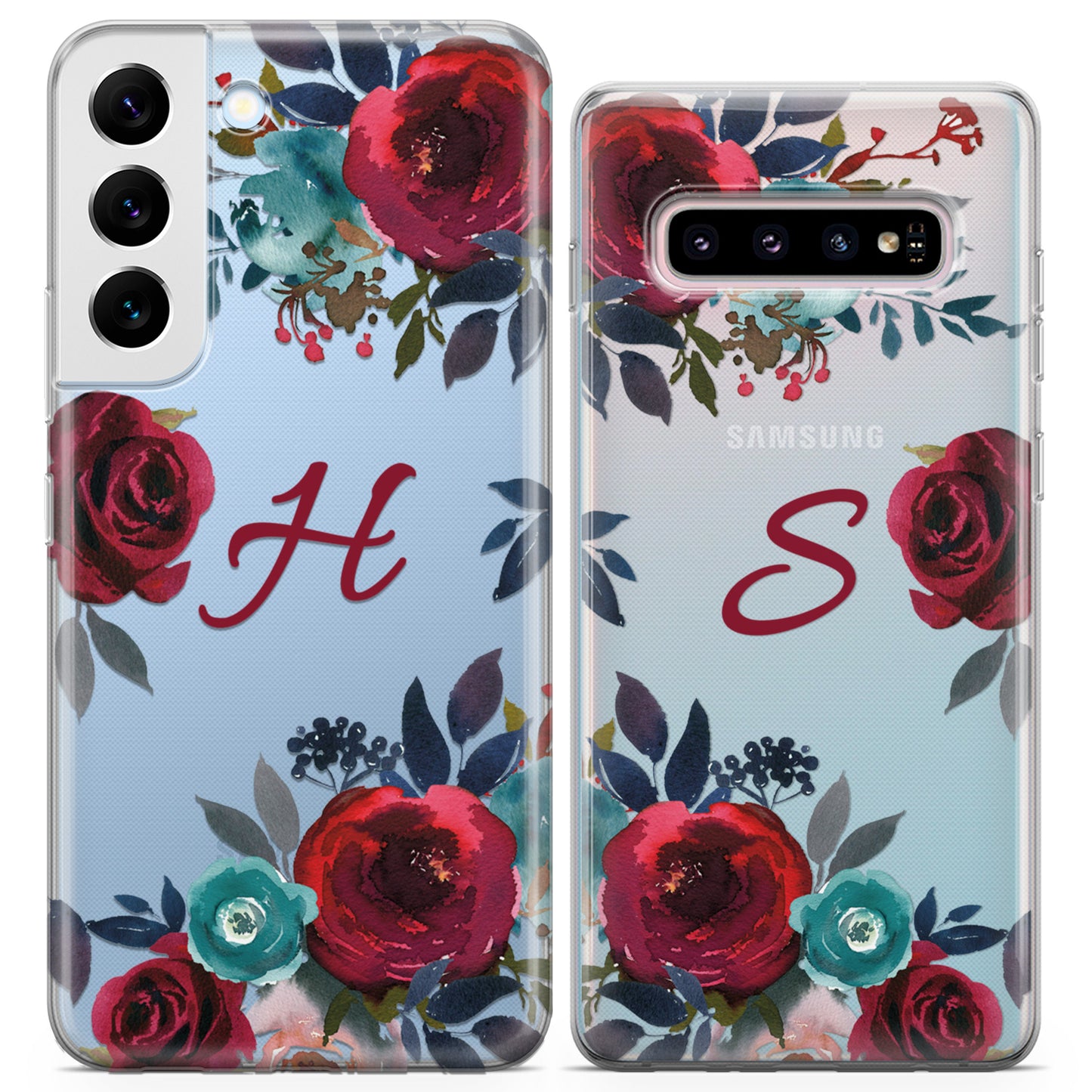 Cavka iPhone Couple Cases Burgundy Roses