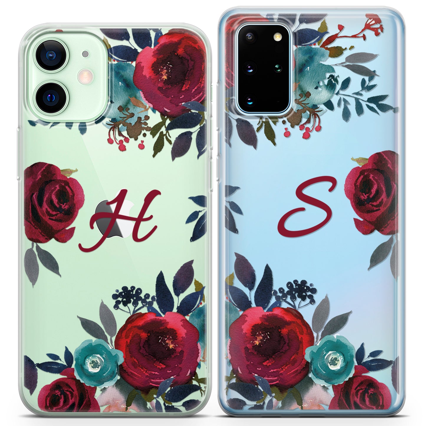 Cavka iPhone Couple Cases Burgundy Roses