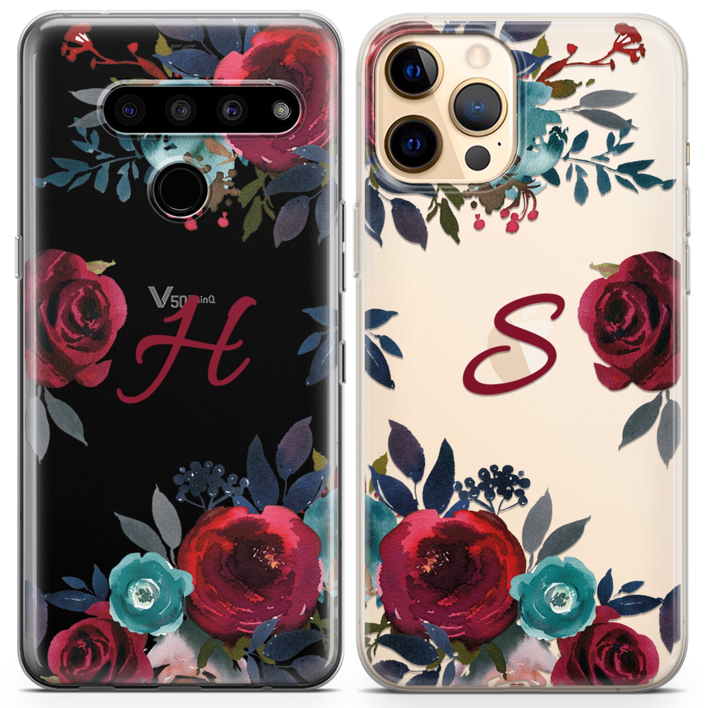 Cavka iPhone Couple Cases Burgundy Roses