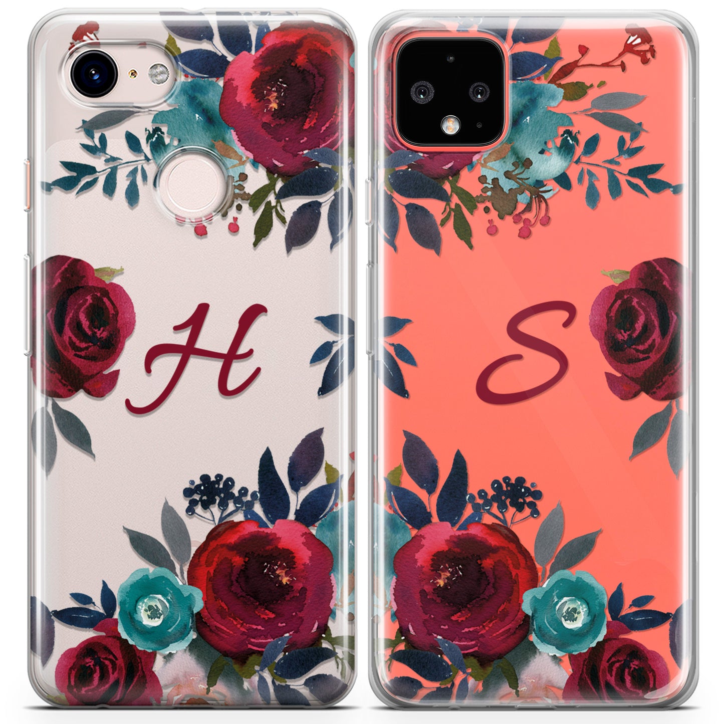 Cavka iPhone Couple Cases Burgundy Roses