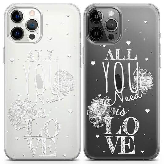 Cavka iPhone Couple Cases All You Need is Love Sketch