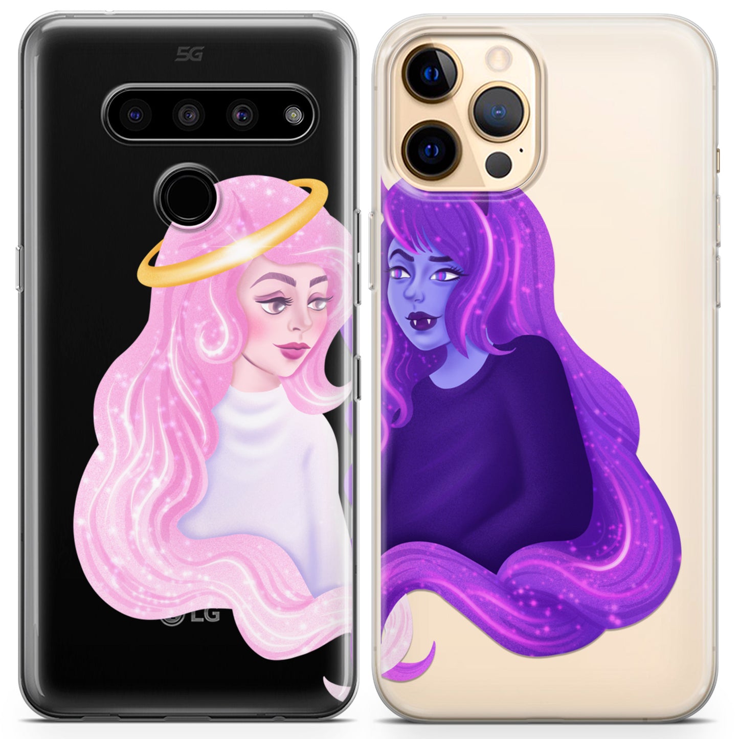 Cavka iPhone Couple Cases Demon and Angel Girls