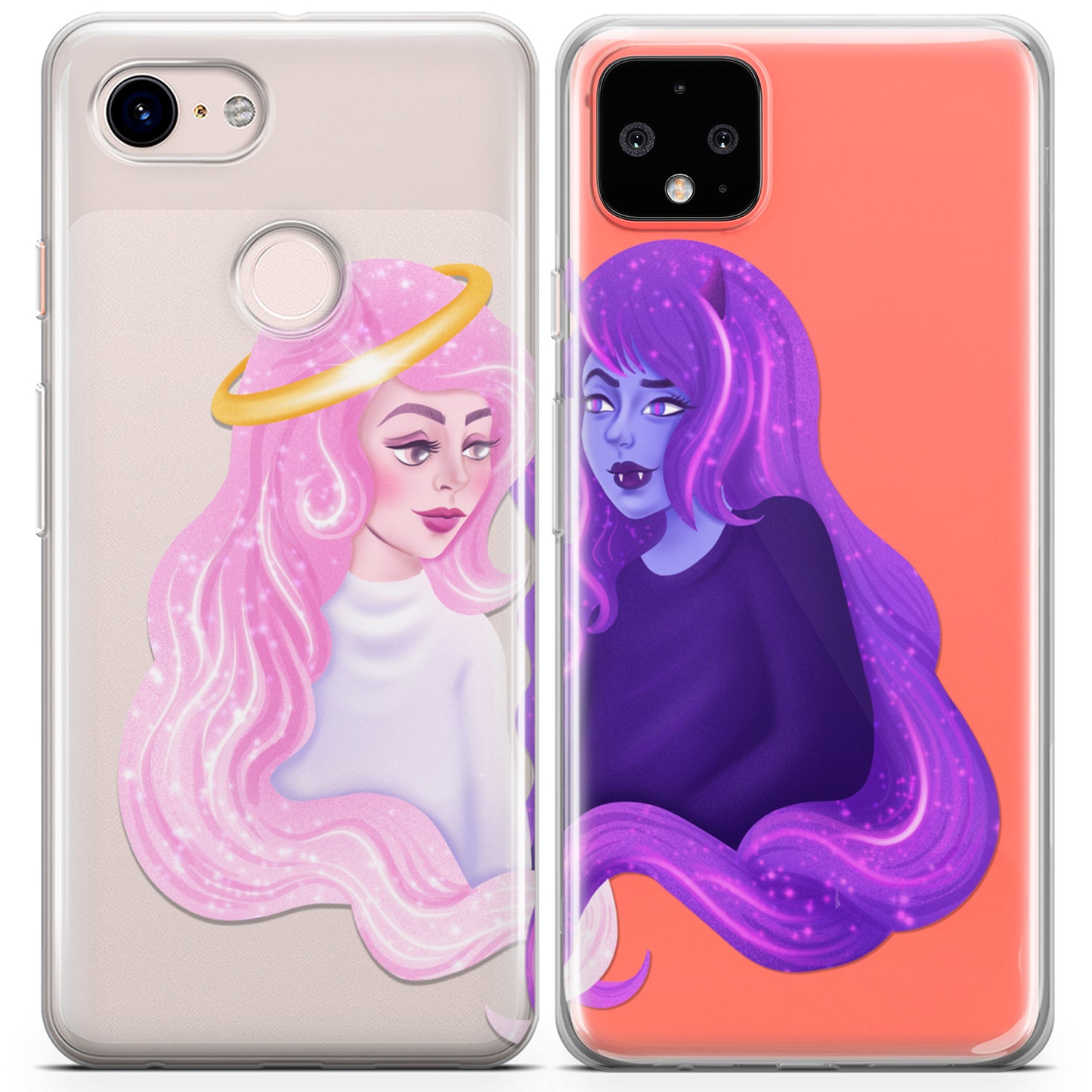 Cavka iPhone Couple Cases Demon and Angel Girls