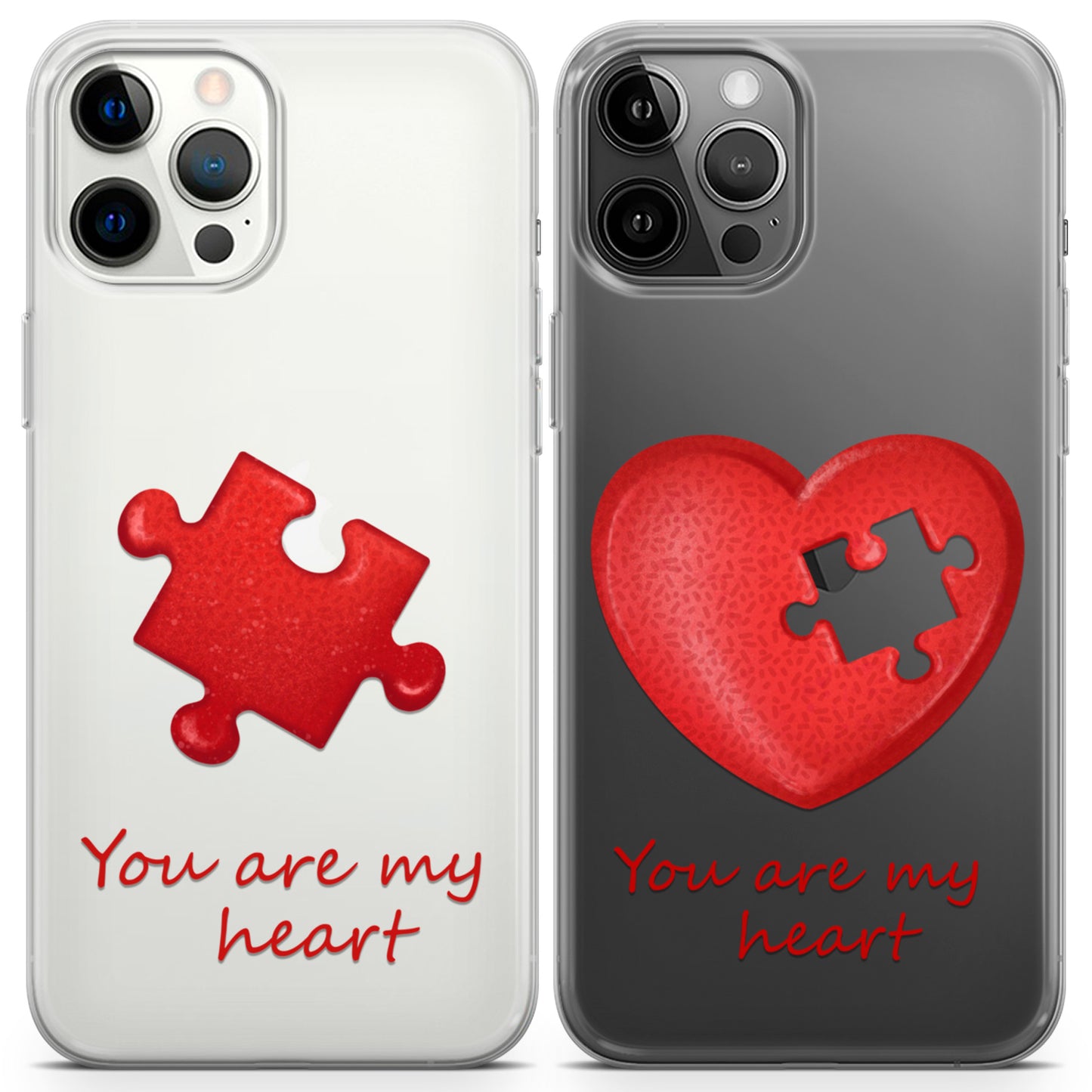 Cavka iPhone Couple Cases Puzzle Heart