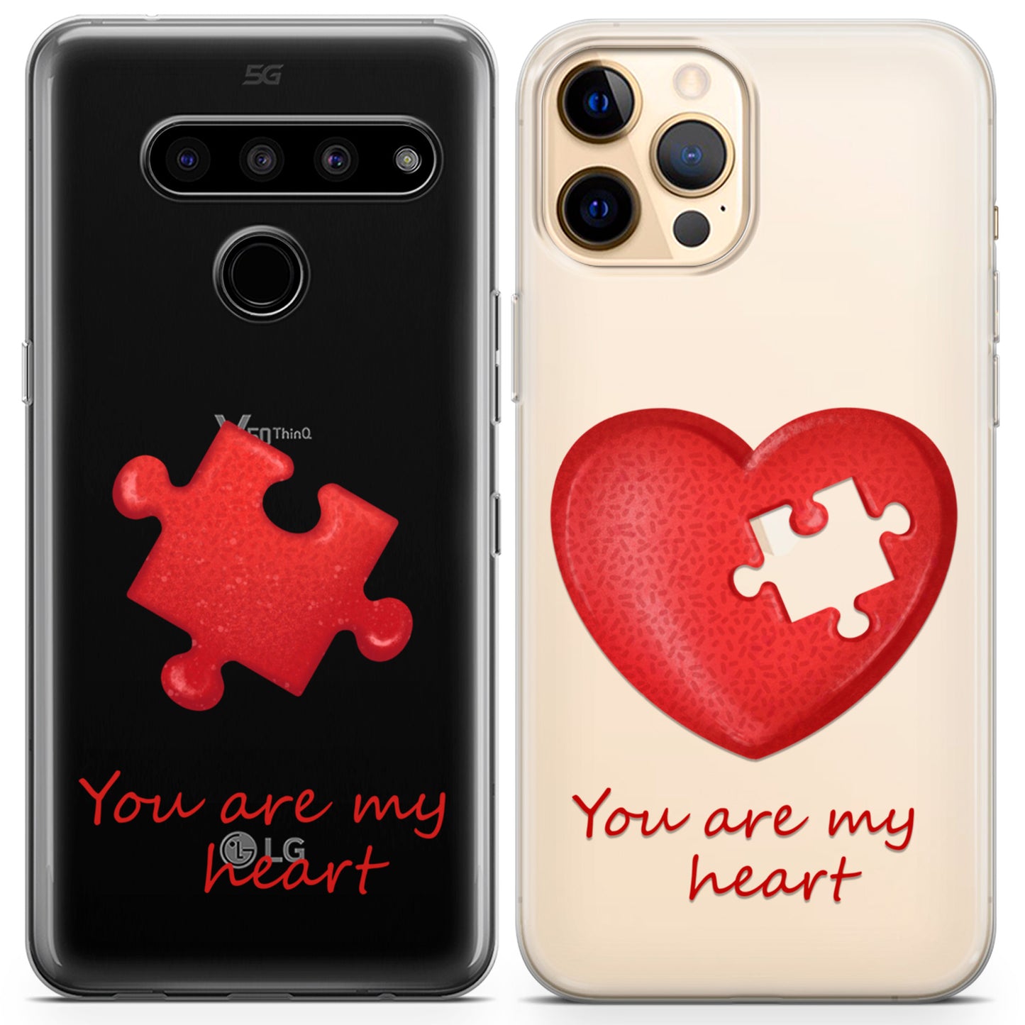 Cavka iPhone Couple Cases Puzzle Heart