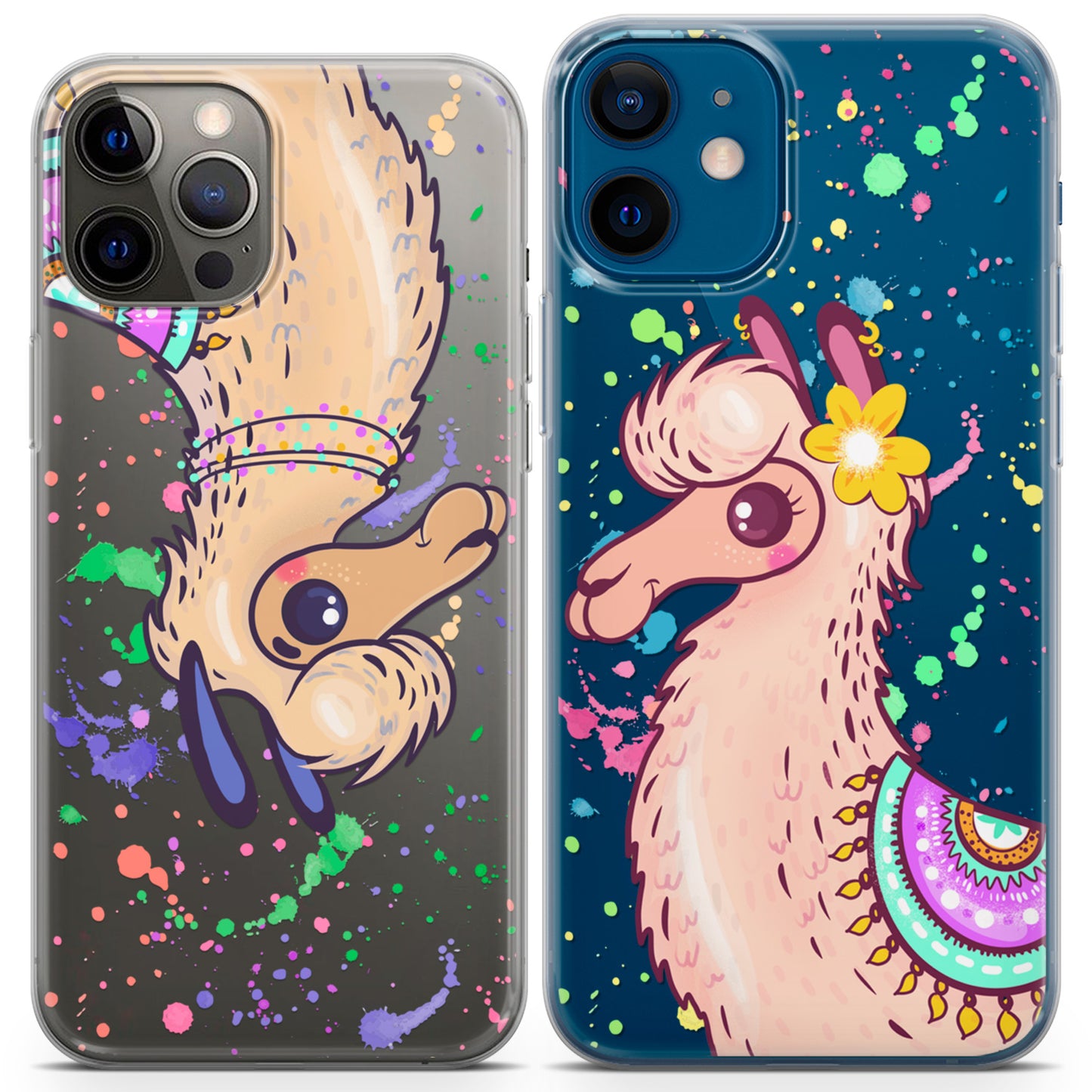 Cavka iPhone Couple Cases Colorful Llamas