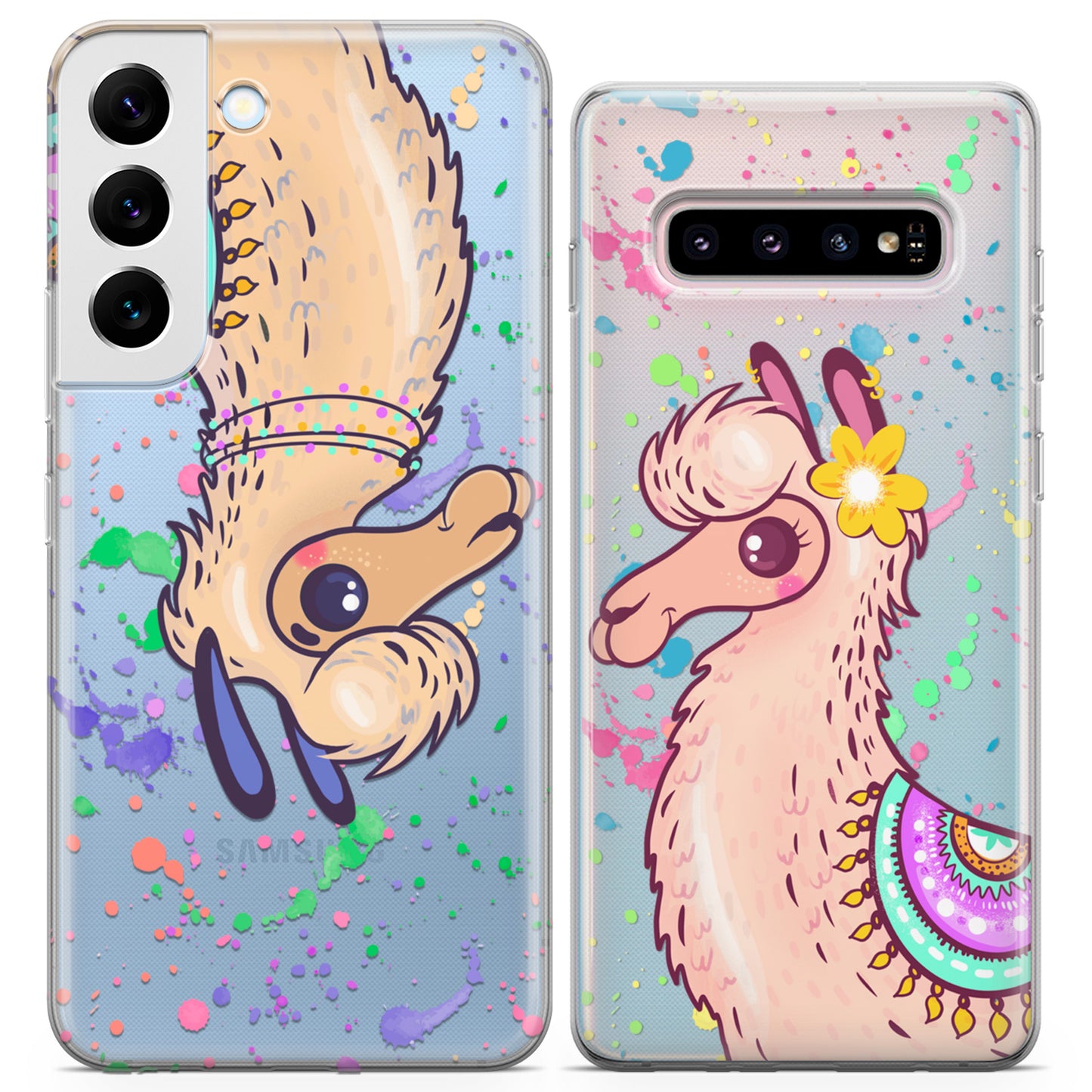 Cavka iPhone Couple Cases Colorful Llamas