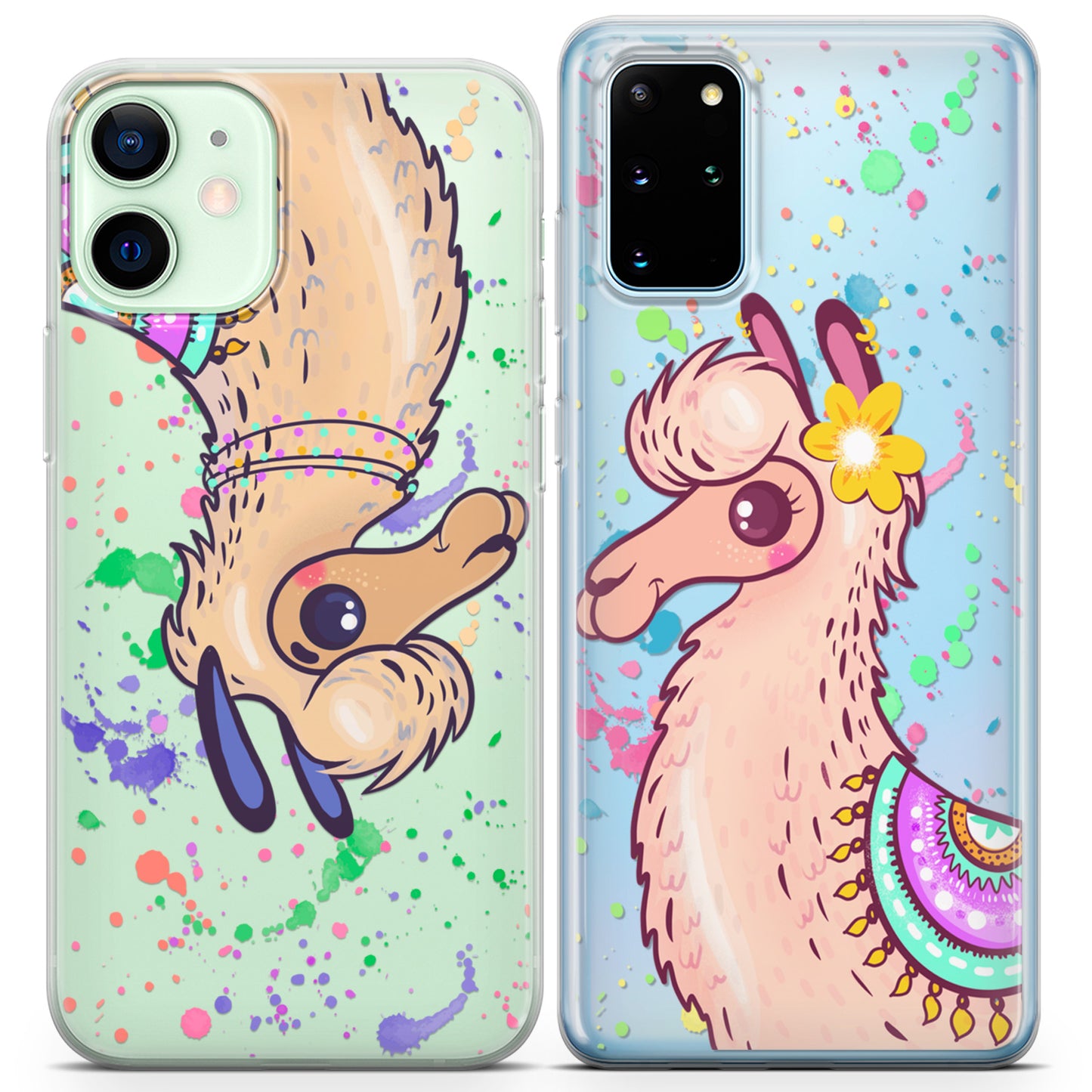 Cavka iPhone Couple Cases Colorful Llamas