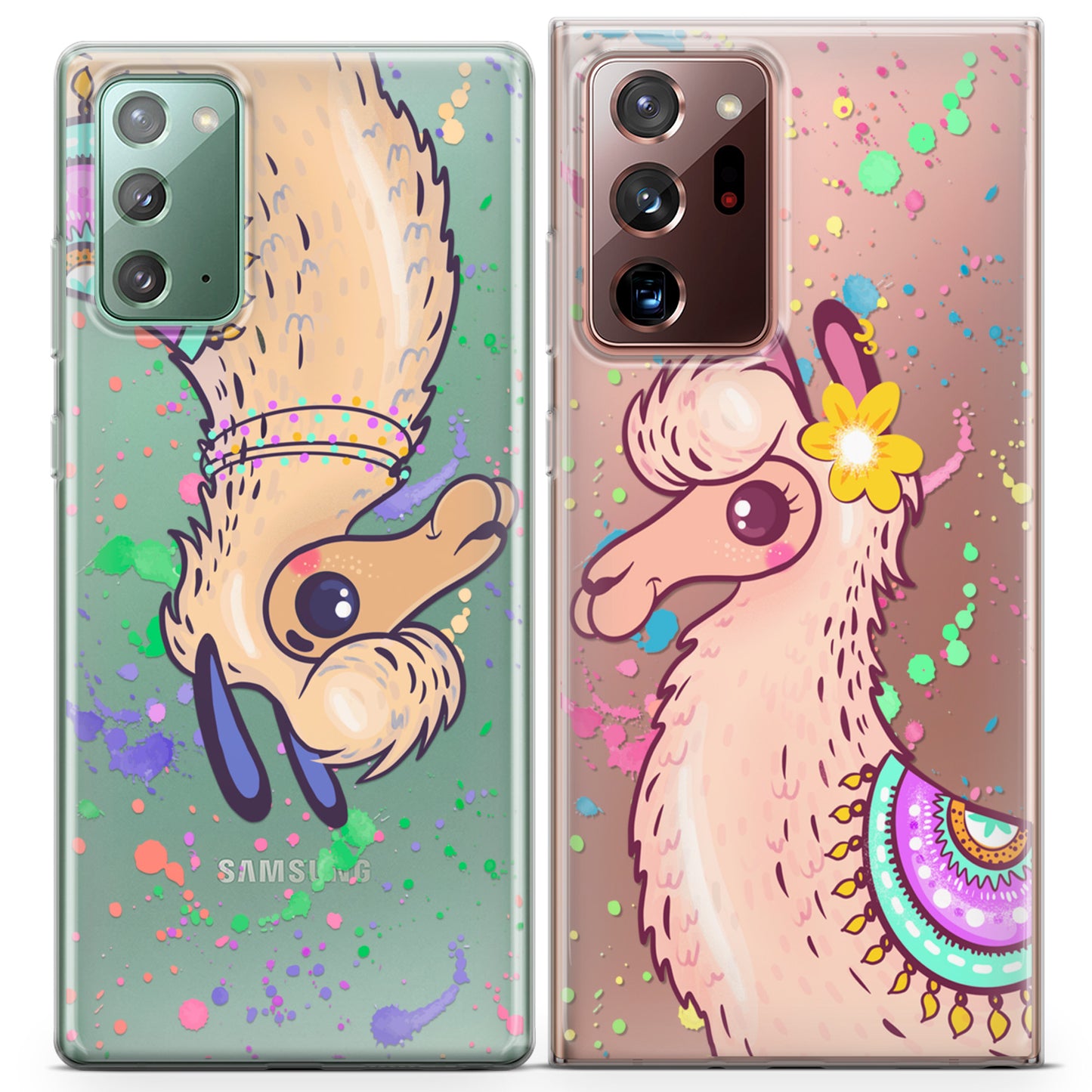 Cavka iPhone Couple Cases Colorful Llamas