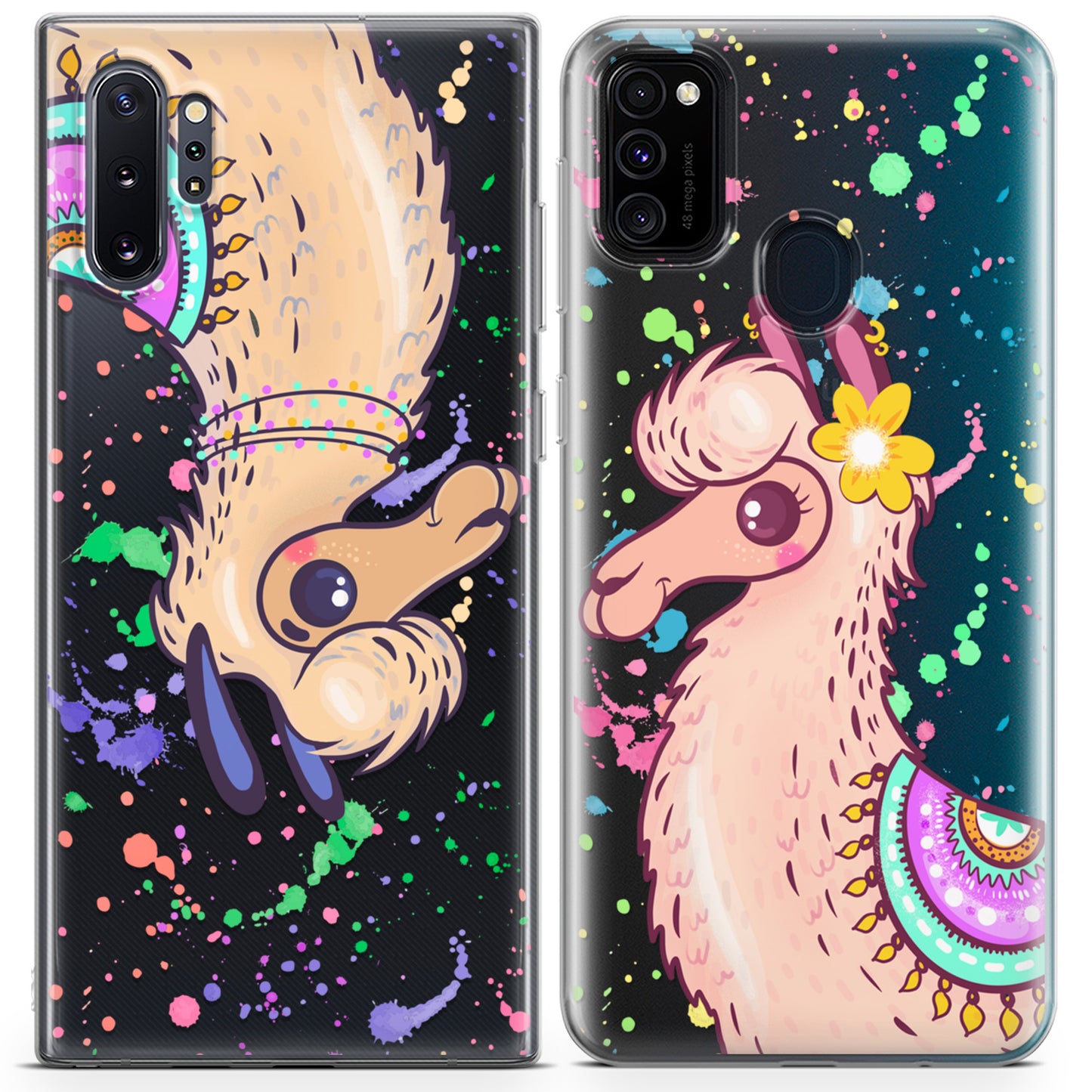 Cavka iPhone Couple Cases Colorful Llamas