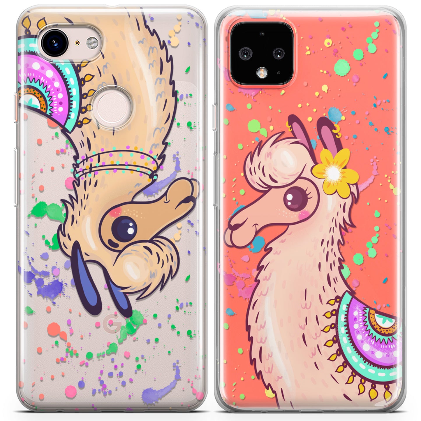 Cavka iPhone Couple Cases Colorful Llamas