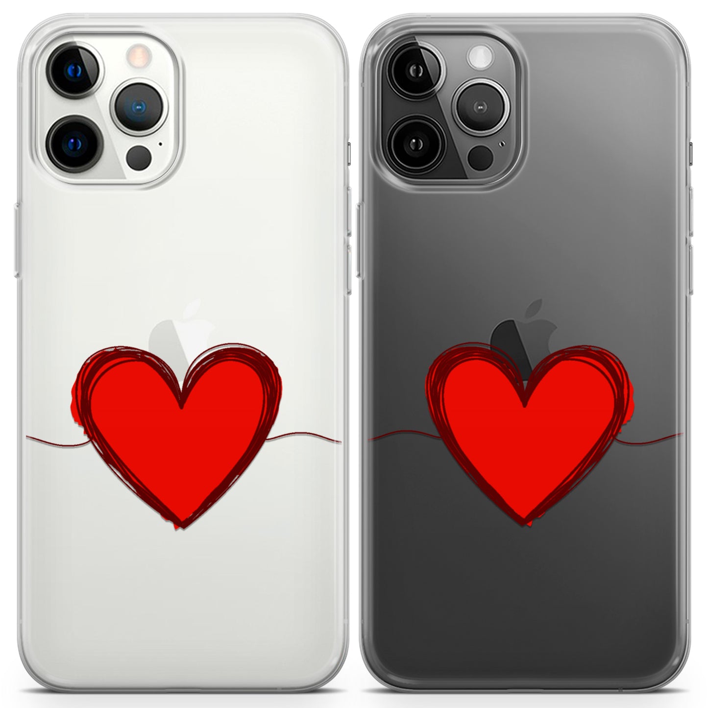 Cavka iPhone Couple Cases Hearts Drawing