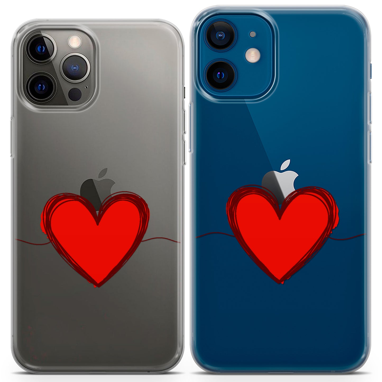 Cavka iPhone Couple Cases Hearts Drawing