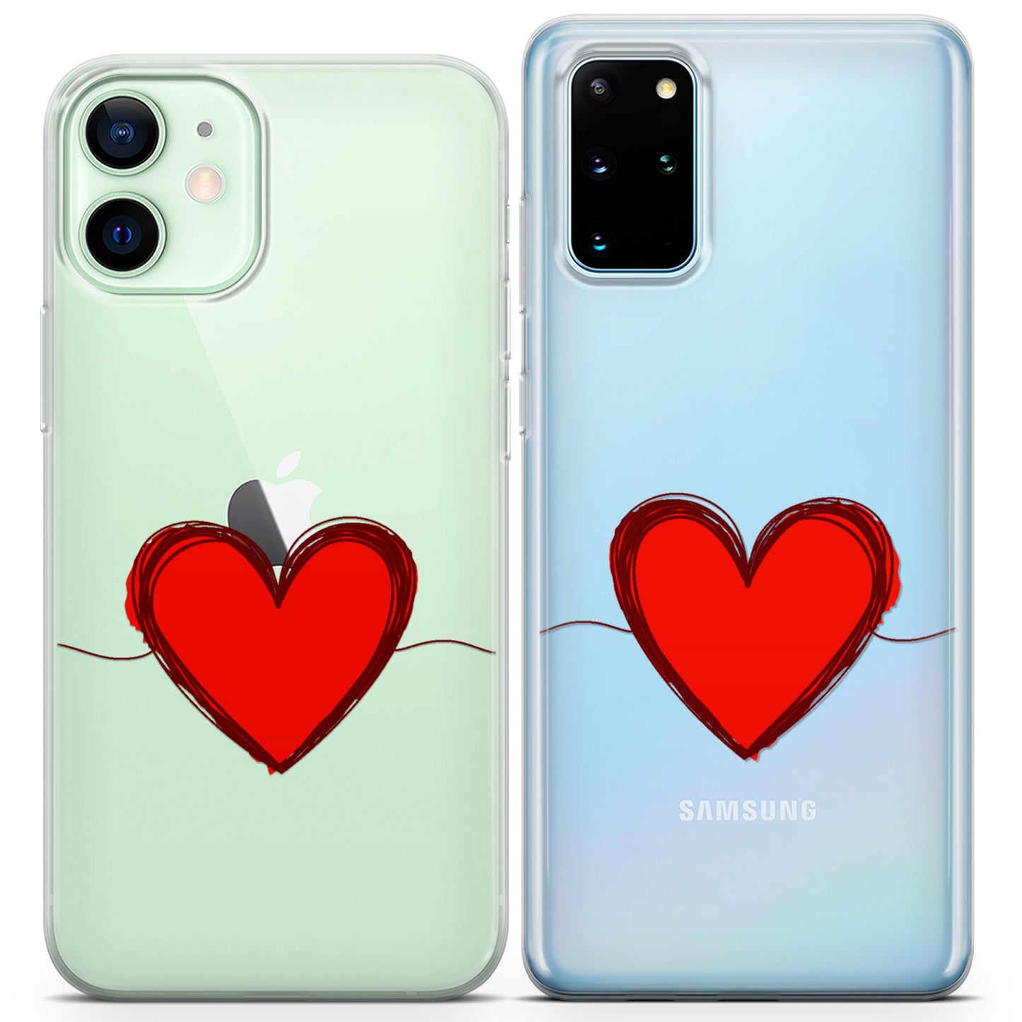 Cavka iPhone Couple Cases Hearts Drawing