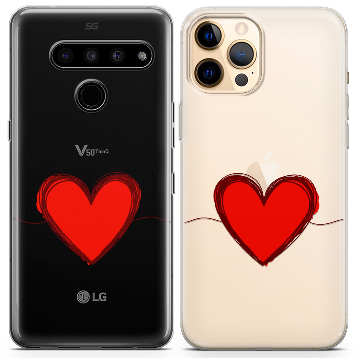 Cavka iPhone Couple Cases Hearts Drawing