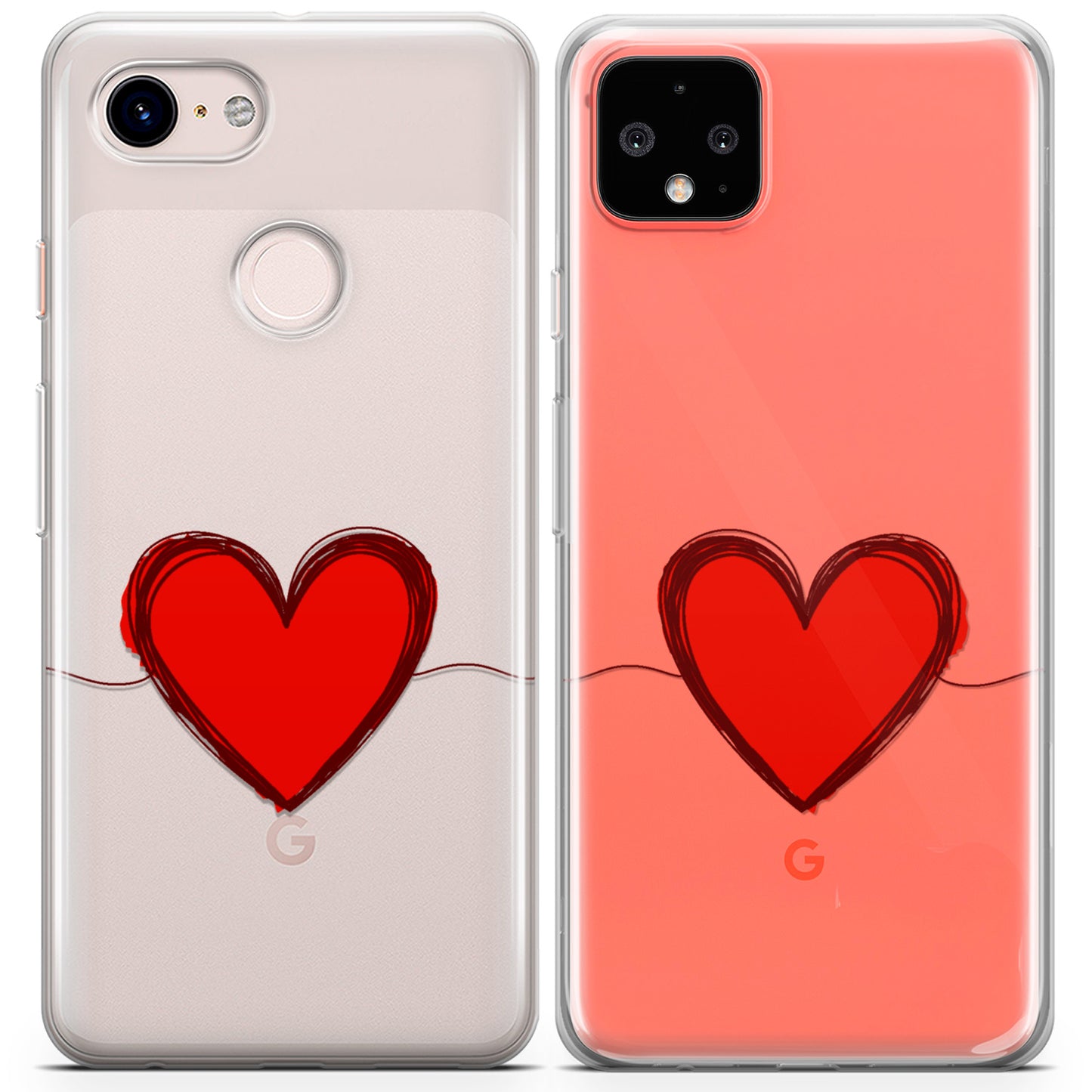 Cavka iPhone Couple Cases Hearts Drawing