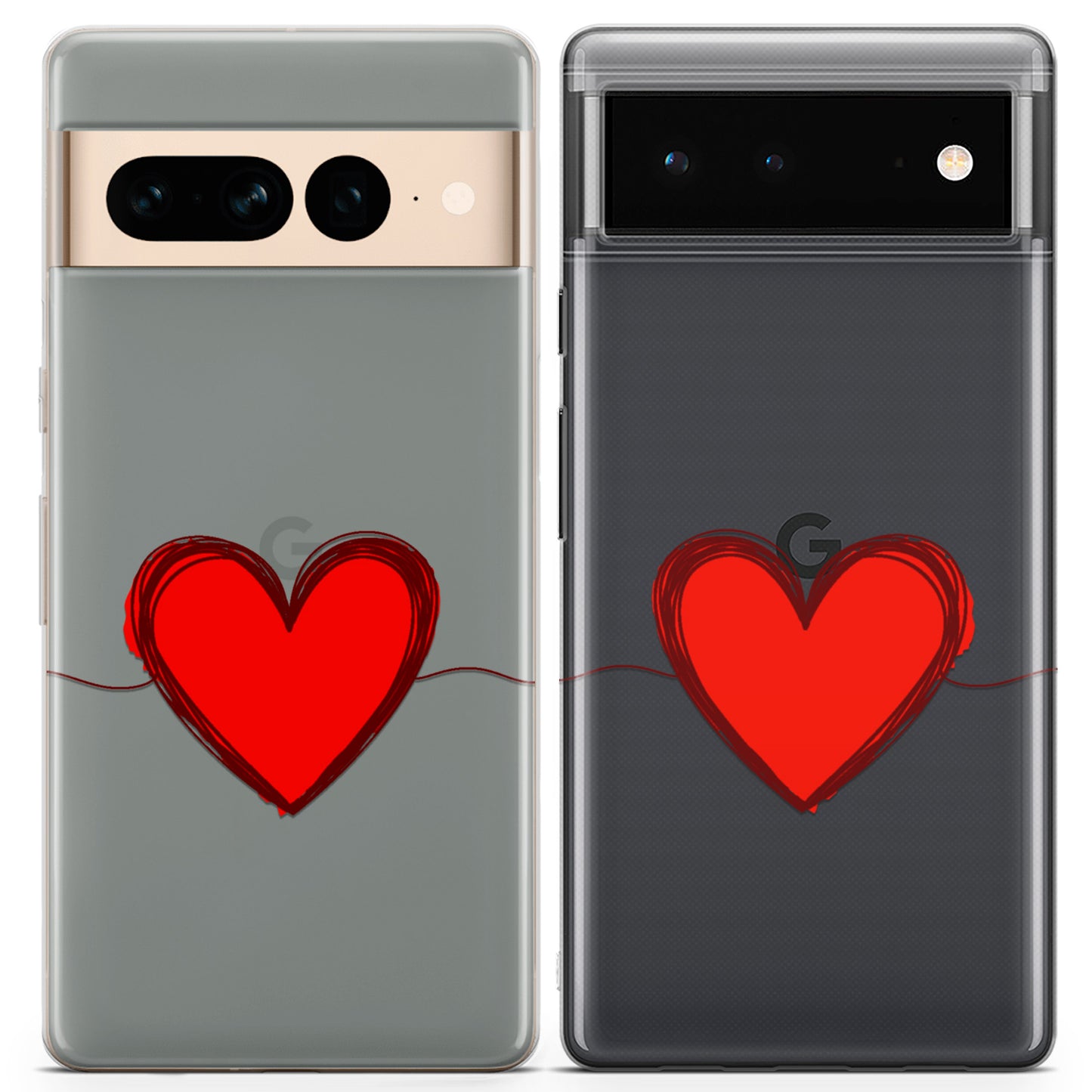 Cavka iPhone Couple Cases Hearts Drawing