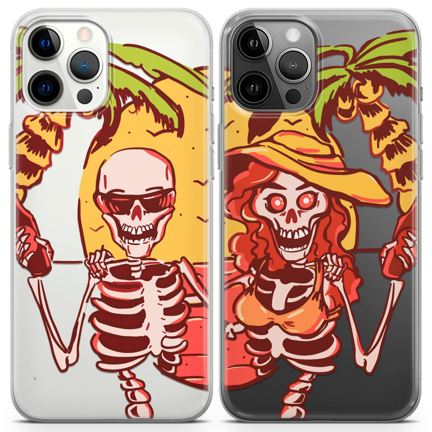 Cavka iPhone Couple Cases Hawaiian Skeletons