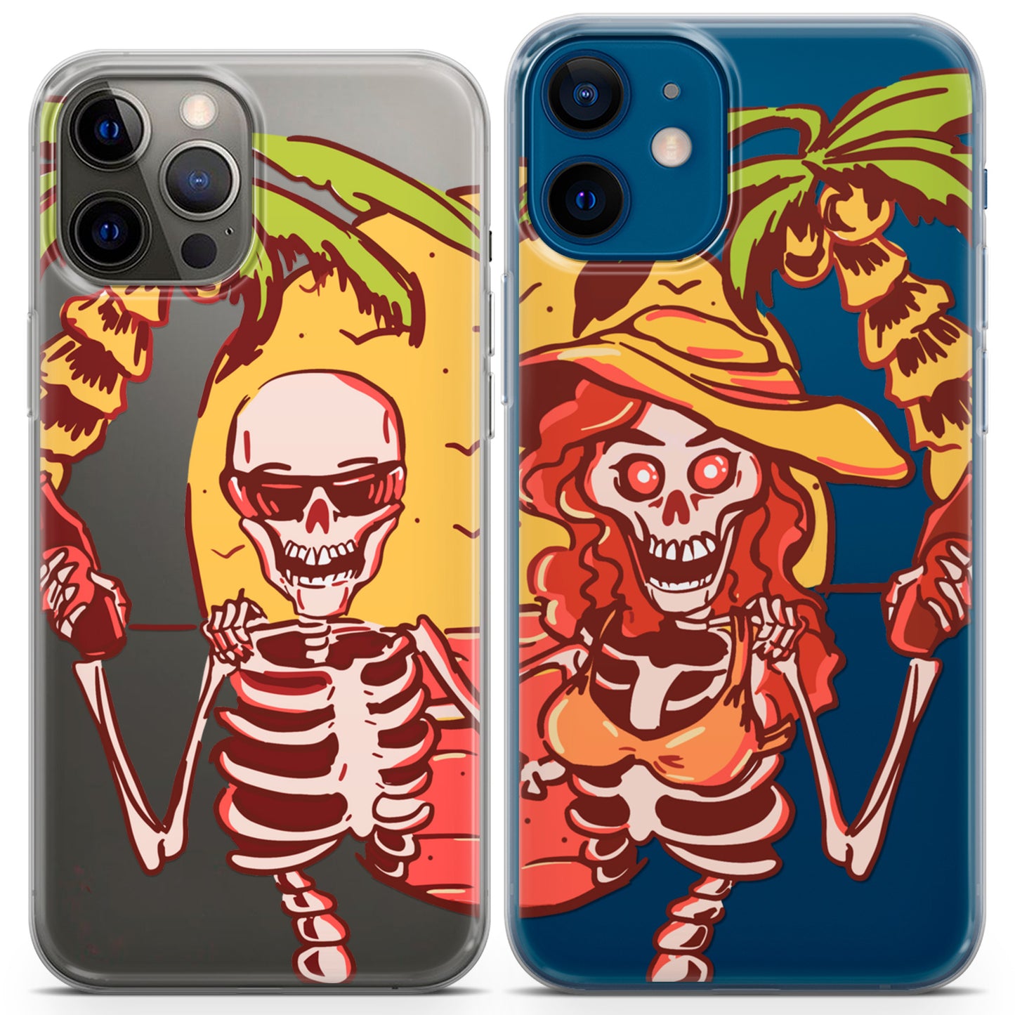 Cavka iPhone Couple Cases Hawaiian Skeletons