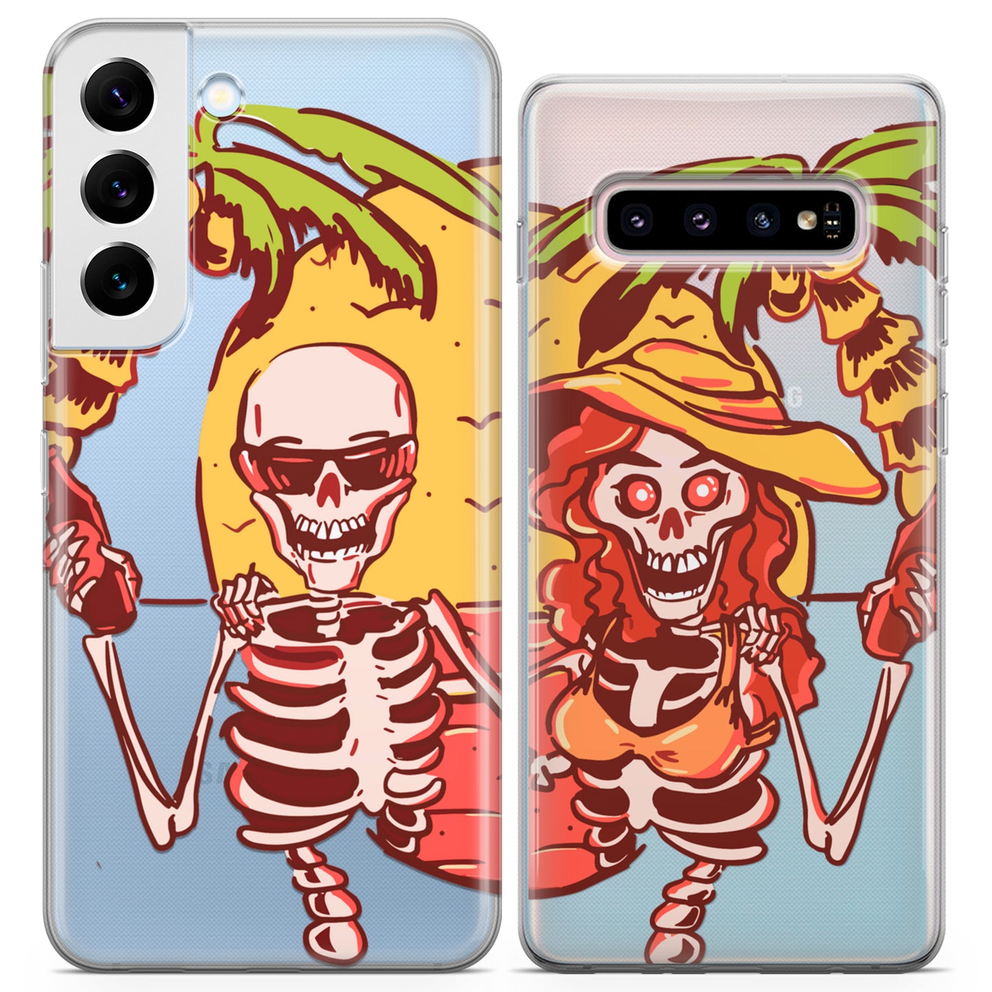 Cavka iPhone Couple Cases Hawaiian Skeletons