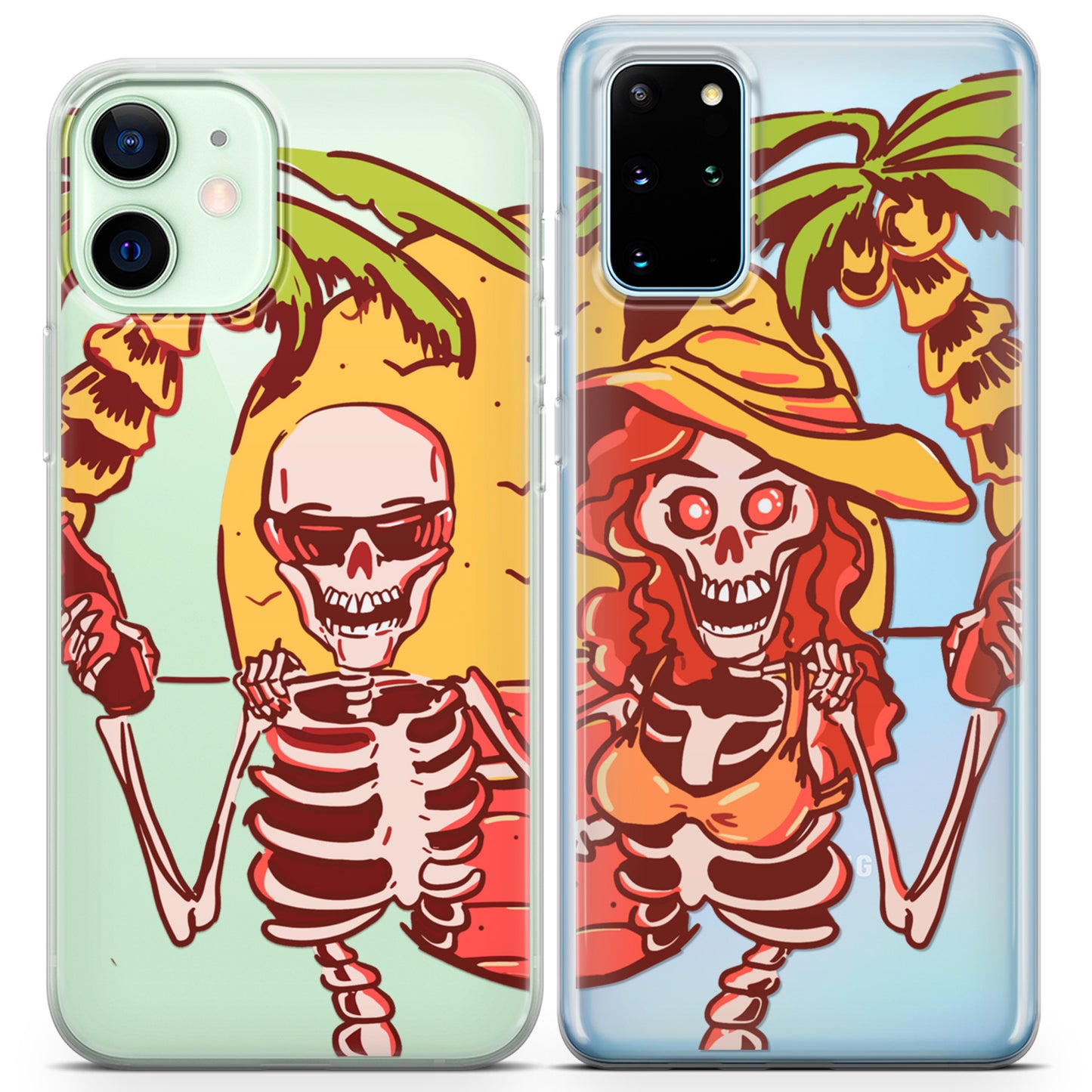 Cavka iPhone Couple Cases Hawaiian Skeletons