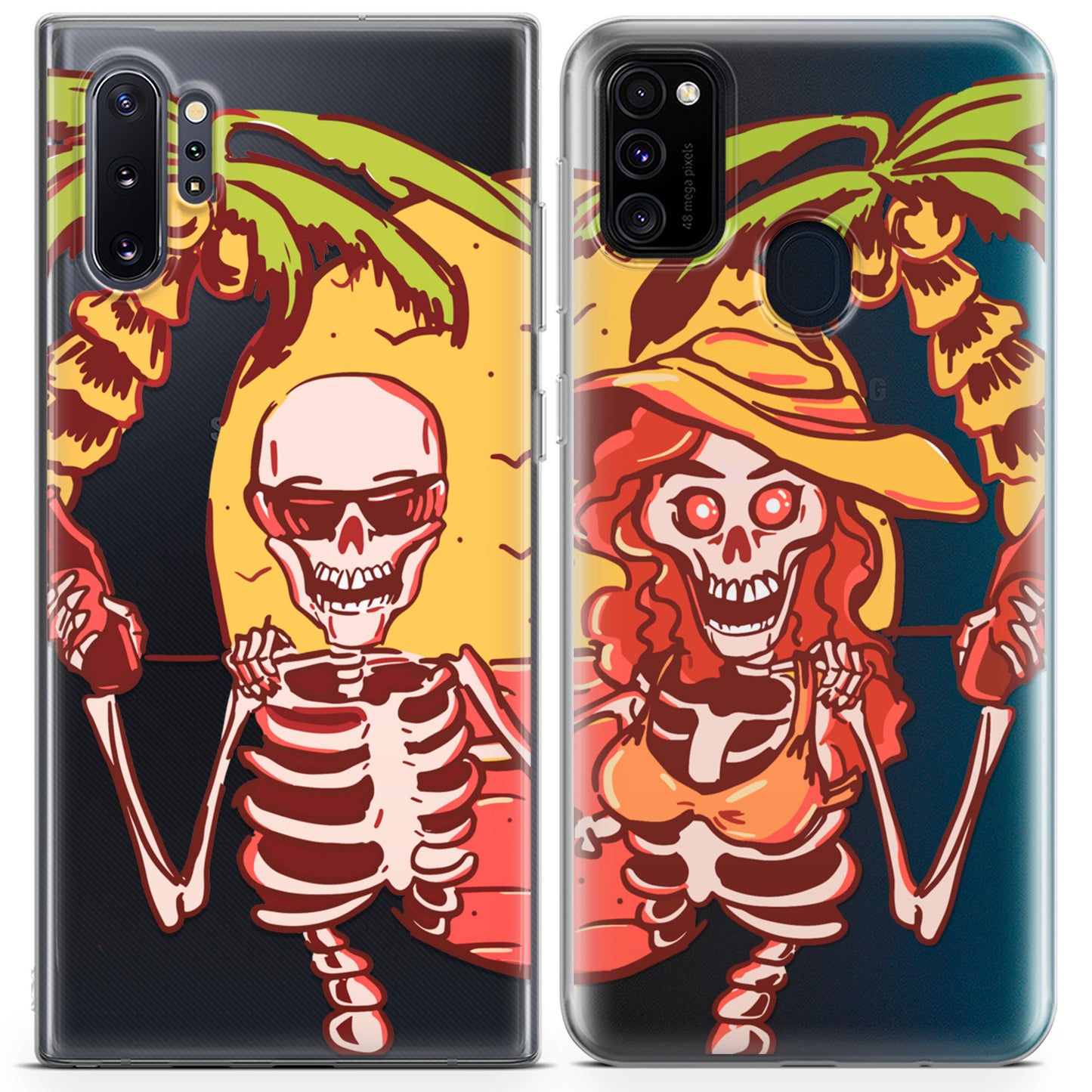 Cavka iPhone Couple Cases Hawaiian Skeletons