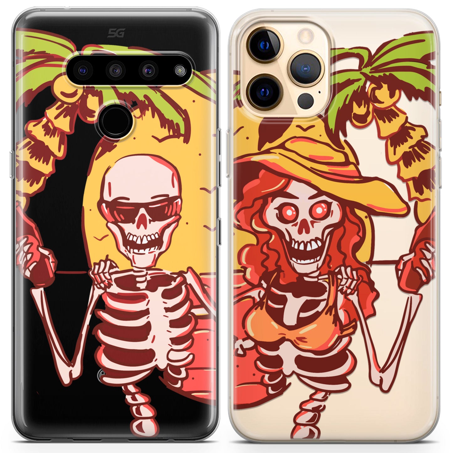 Cavka iPhone Couple Cases Hawaiian Skeletons