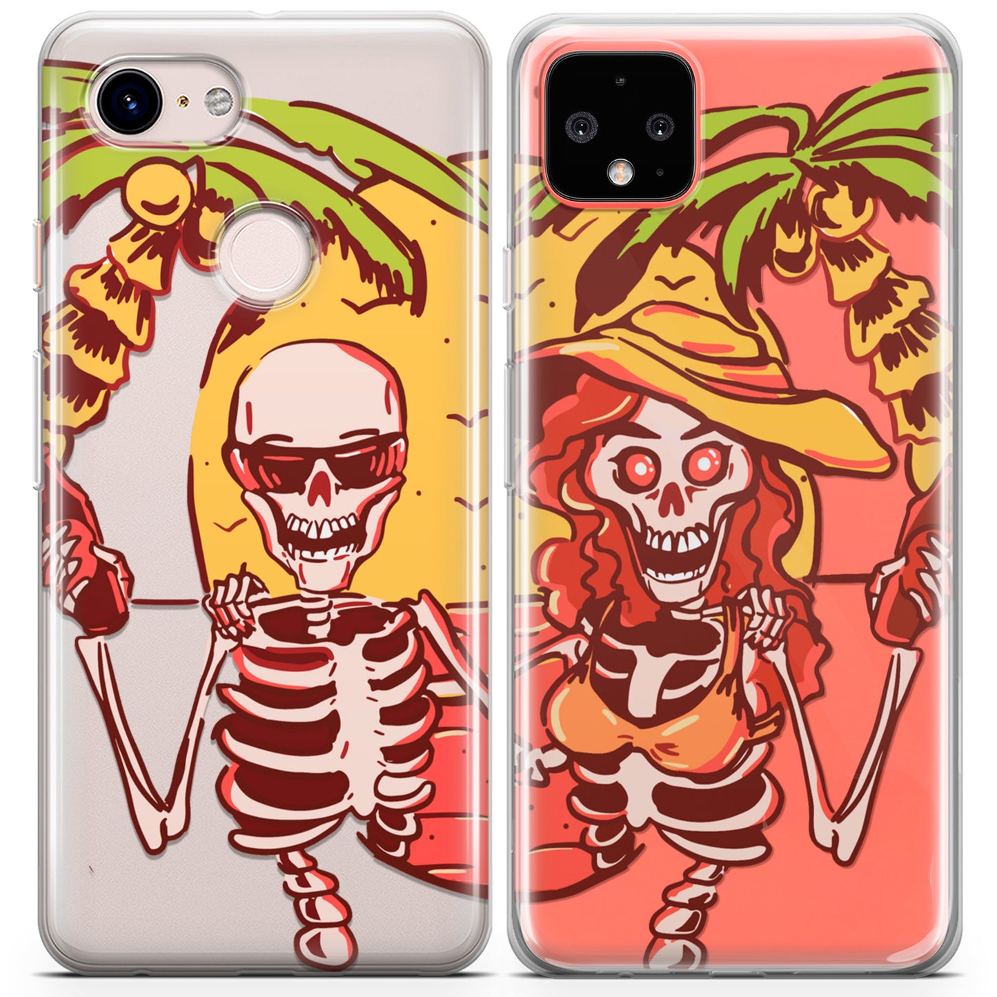 Cavka iPhone Couple Cases Hawaiian Skeletons