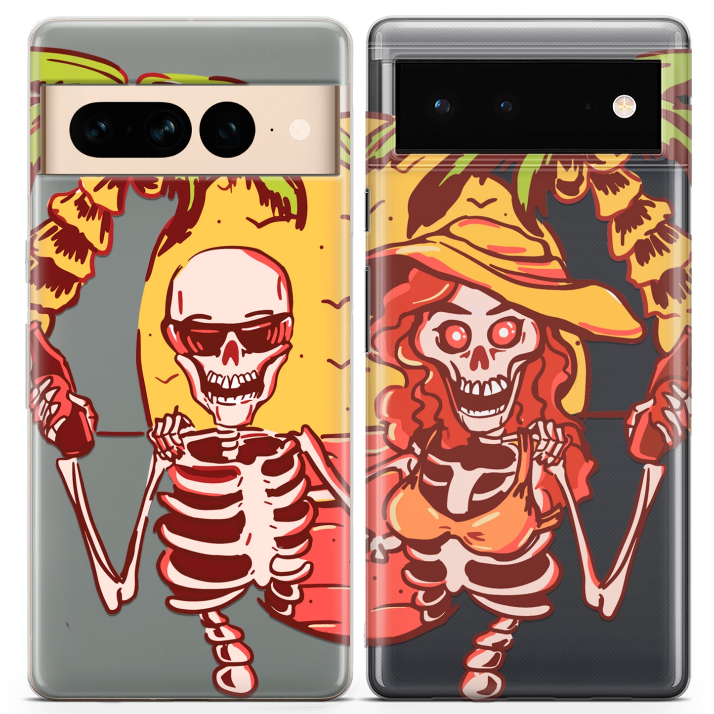 Cavka iPhone Couple Cases Hawaiian Skeletons