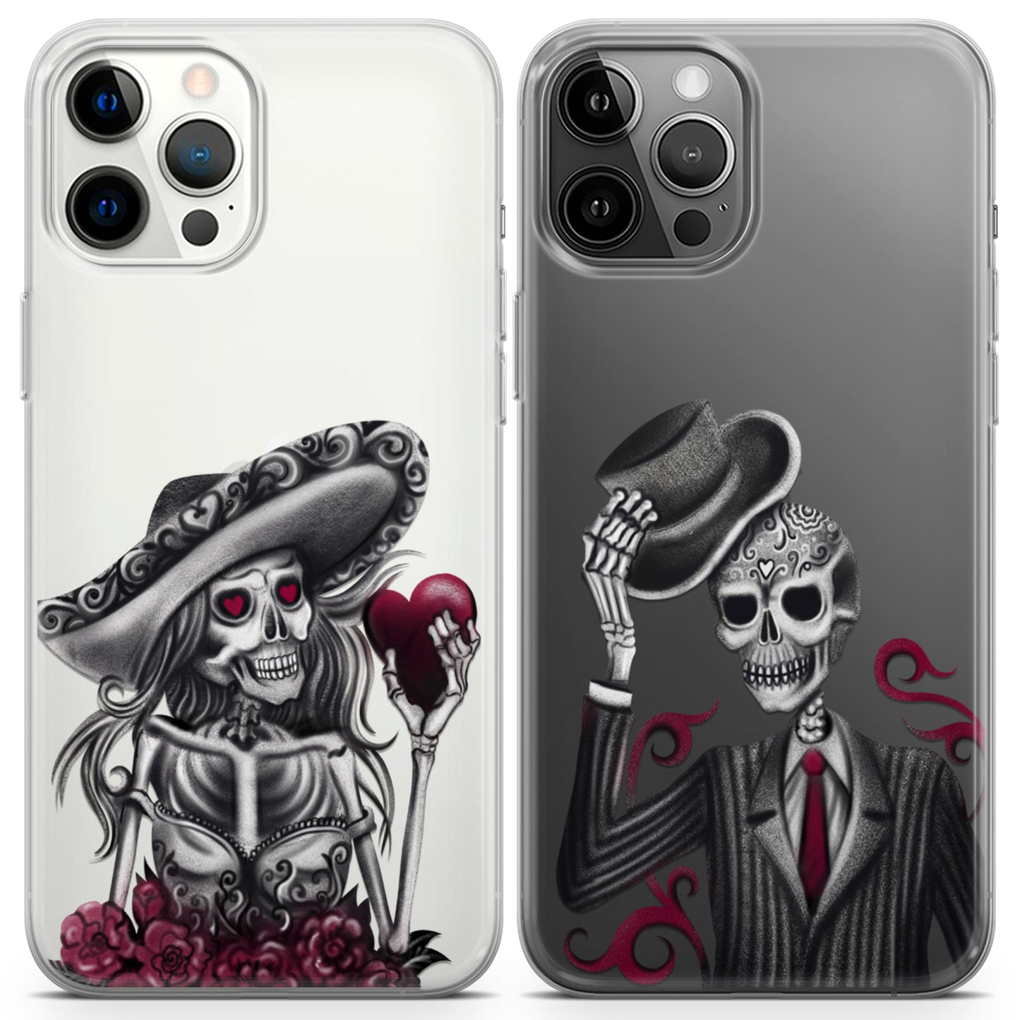 Cavka iPhone Couple Cases Calavera Skeletons