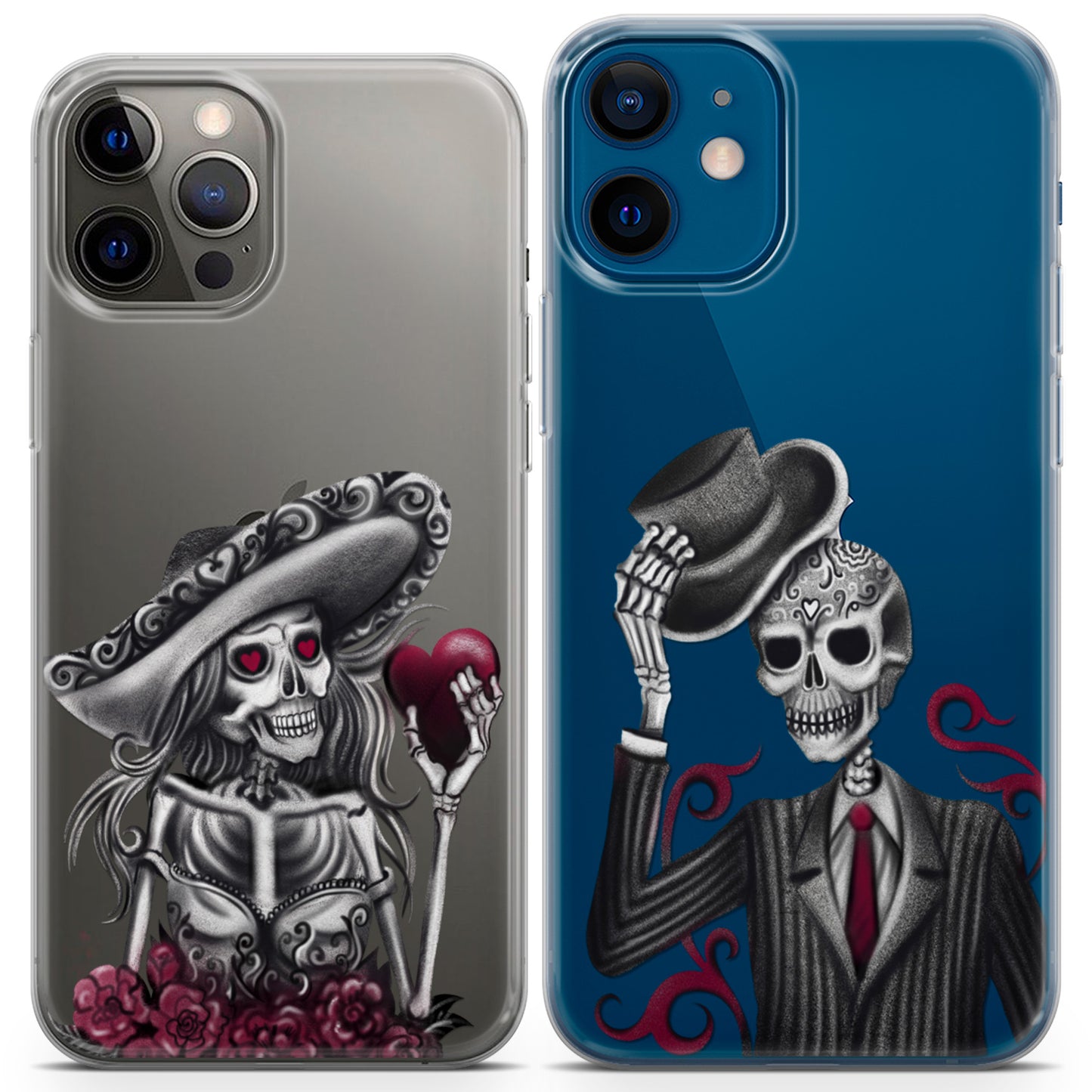 Cavka iPhone Couple Cases Calavera Skeletons