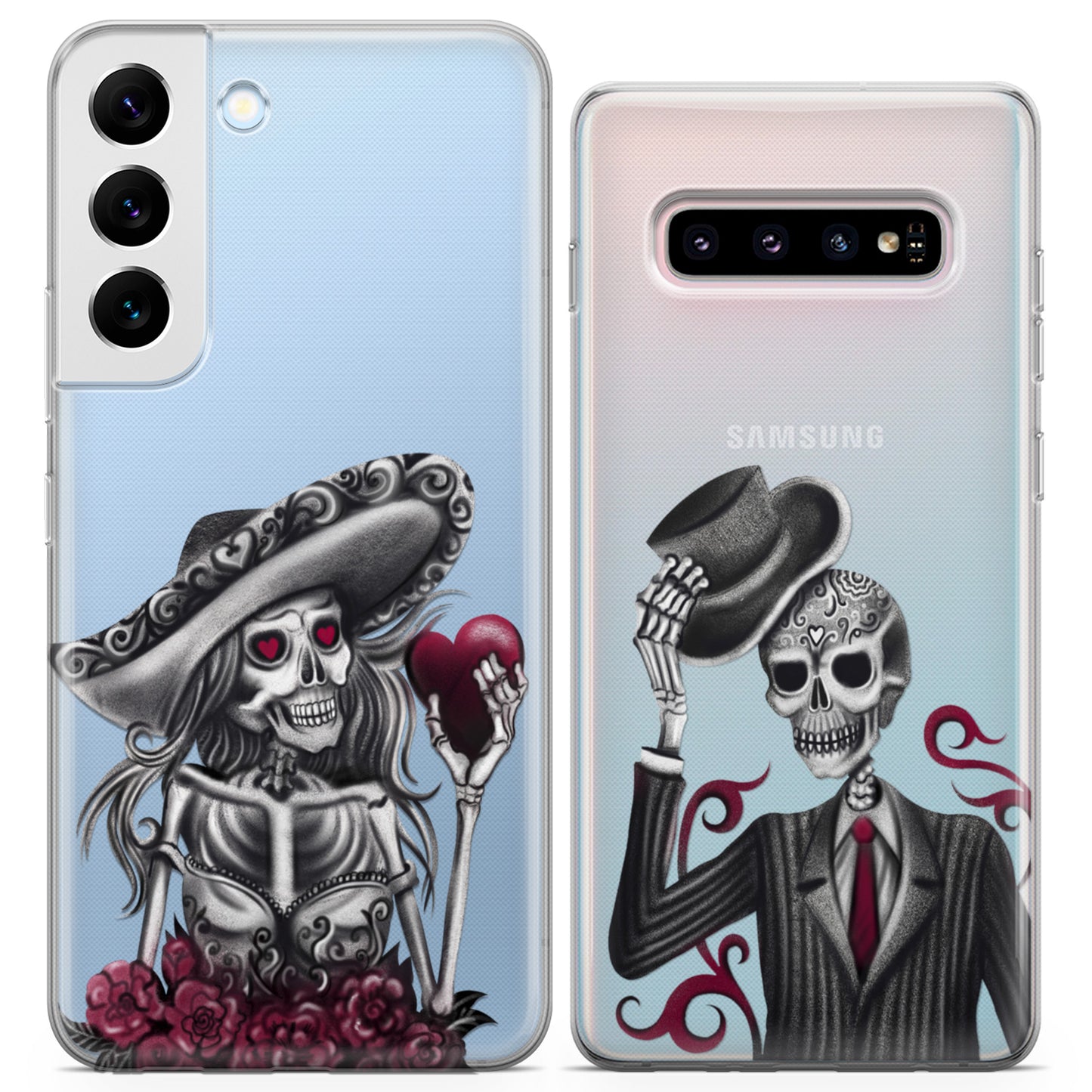 Cavka iPhone Couple Cases Calavera Skeletons