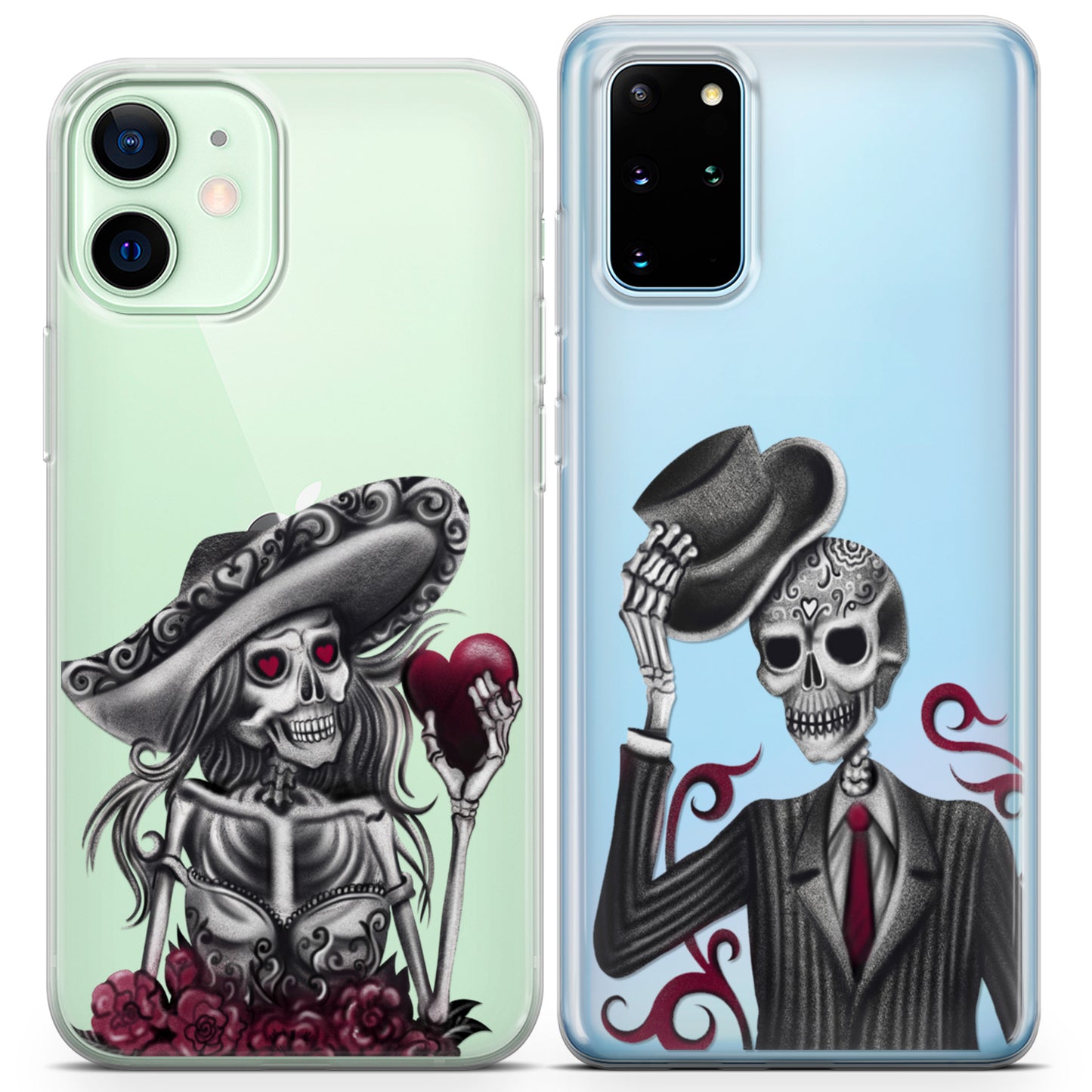 Cavka iPhone Couple Cases Calavera Skeletons