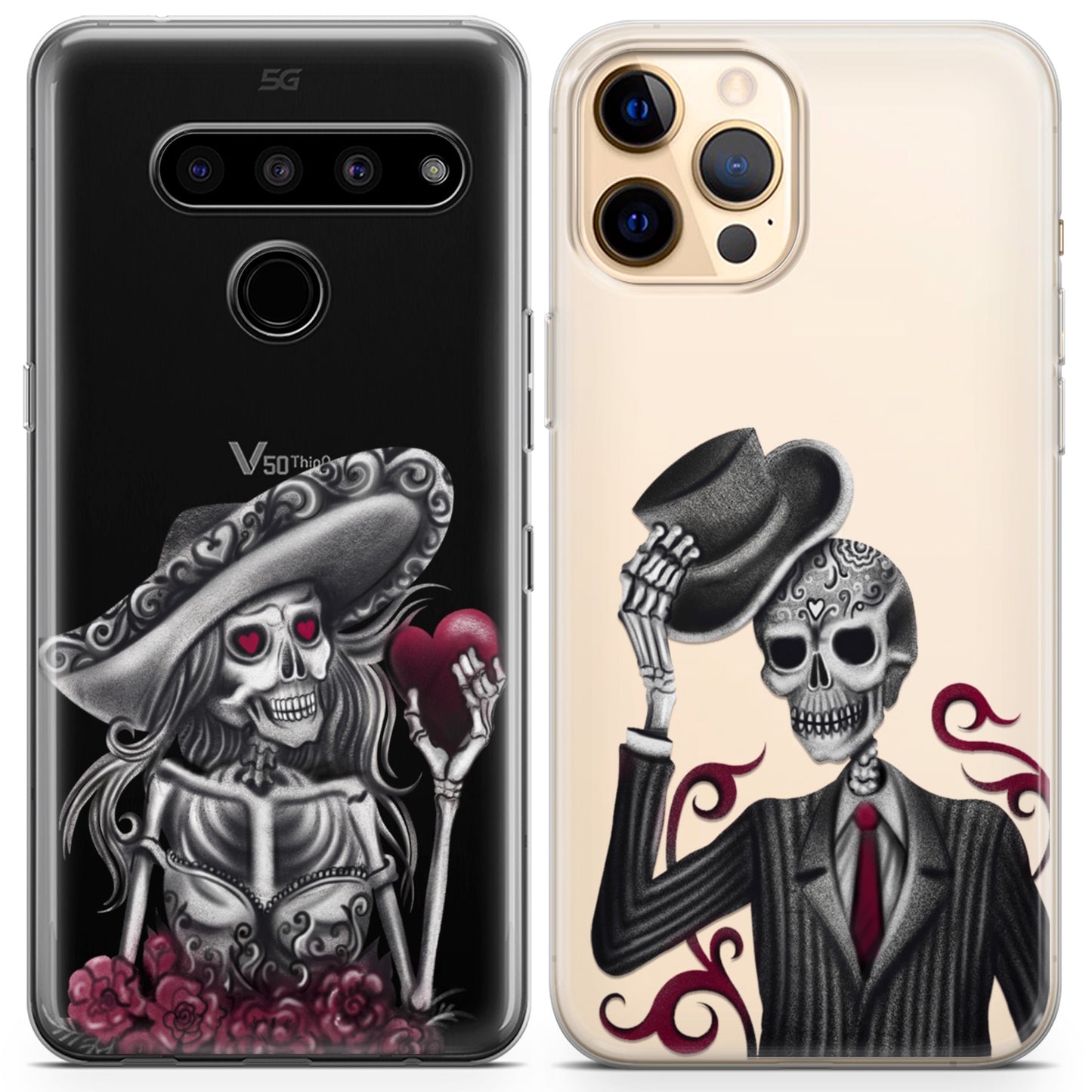 Cavka iPhone Couple Cases Calavera Skeletons