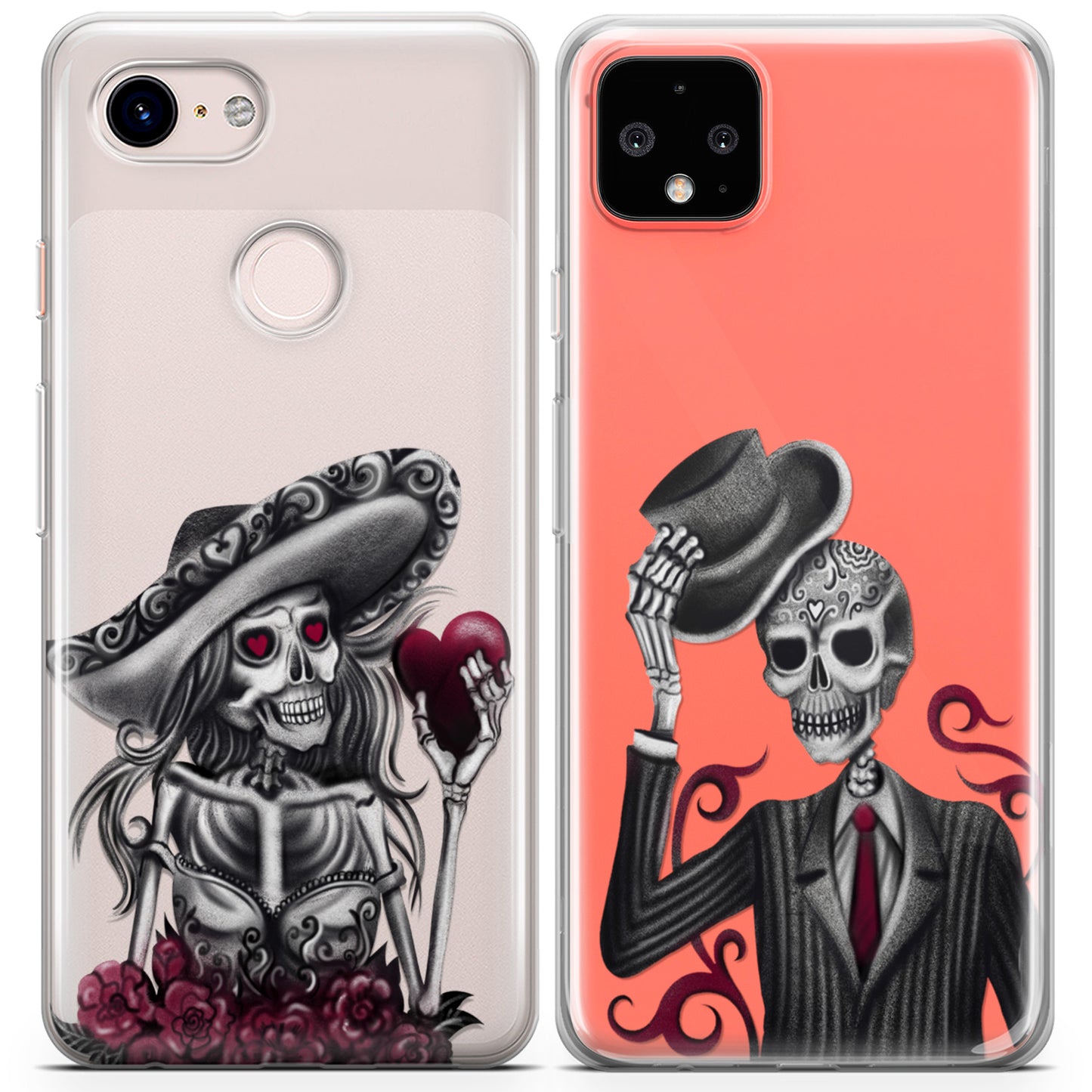 Cavka iPhone Couple Cases Calavera Skeletons