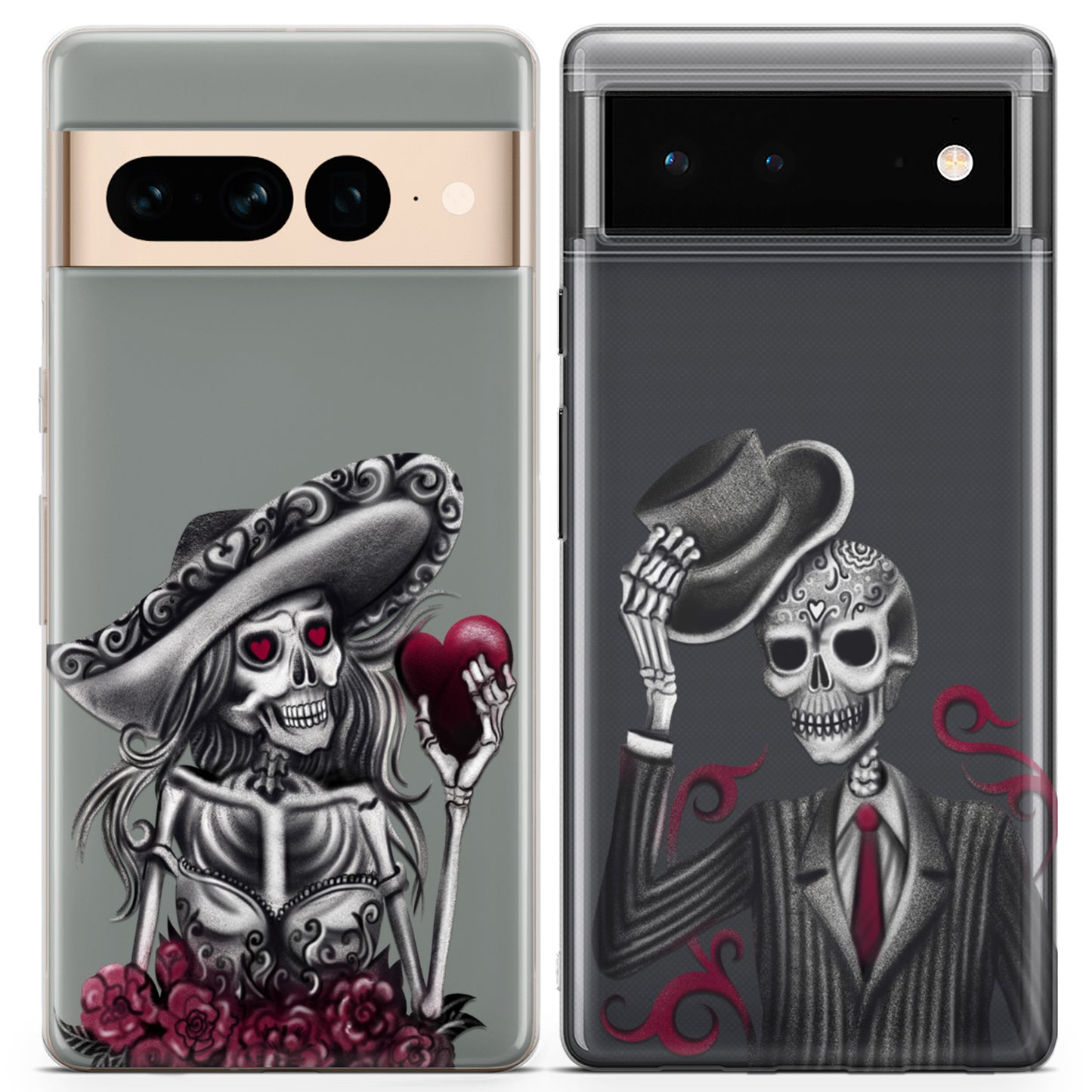 Cavka iPhone Couple Cases Calavera Skeletons