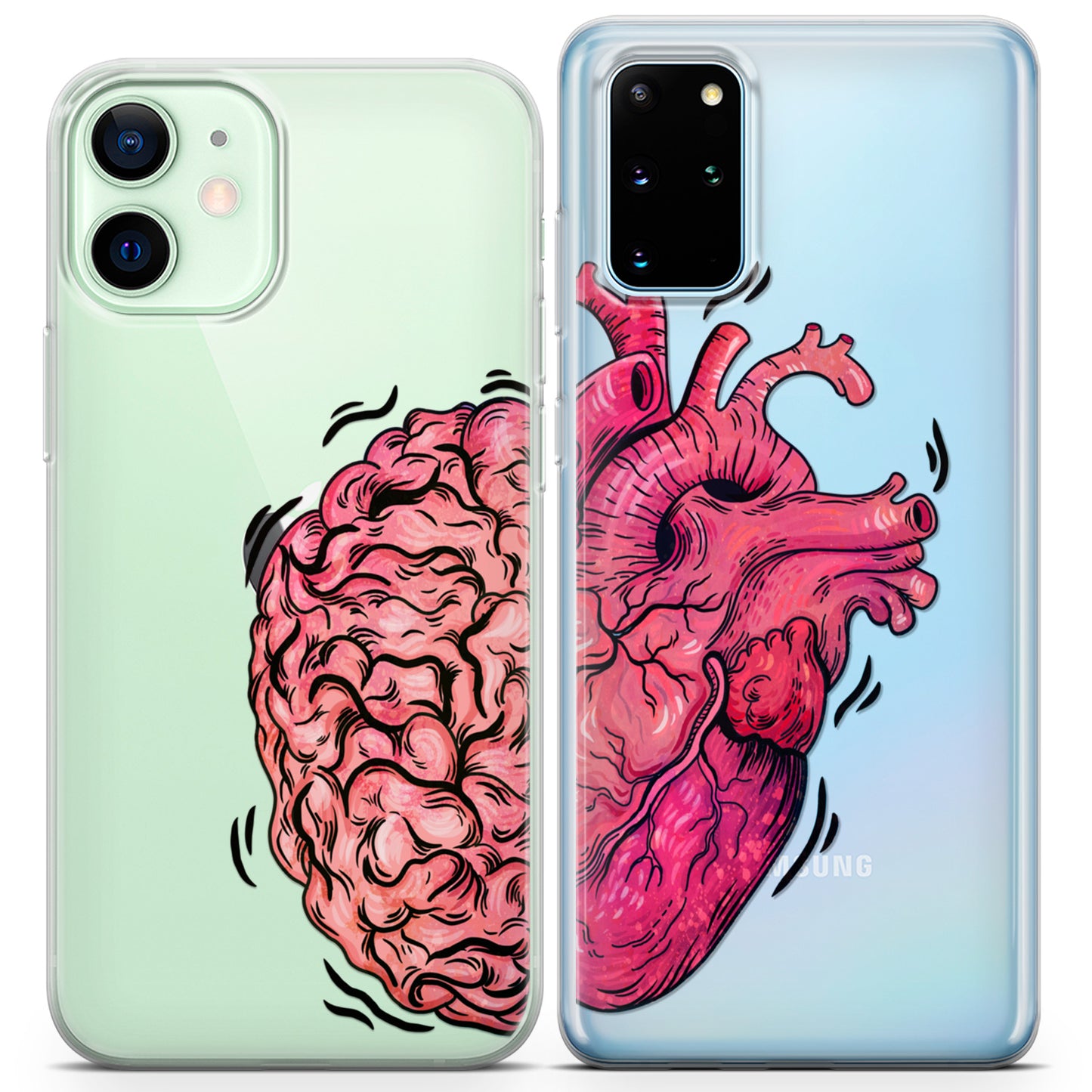 Cavka iPhone Couple Cases Brain and Heart