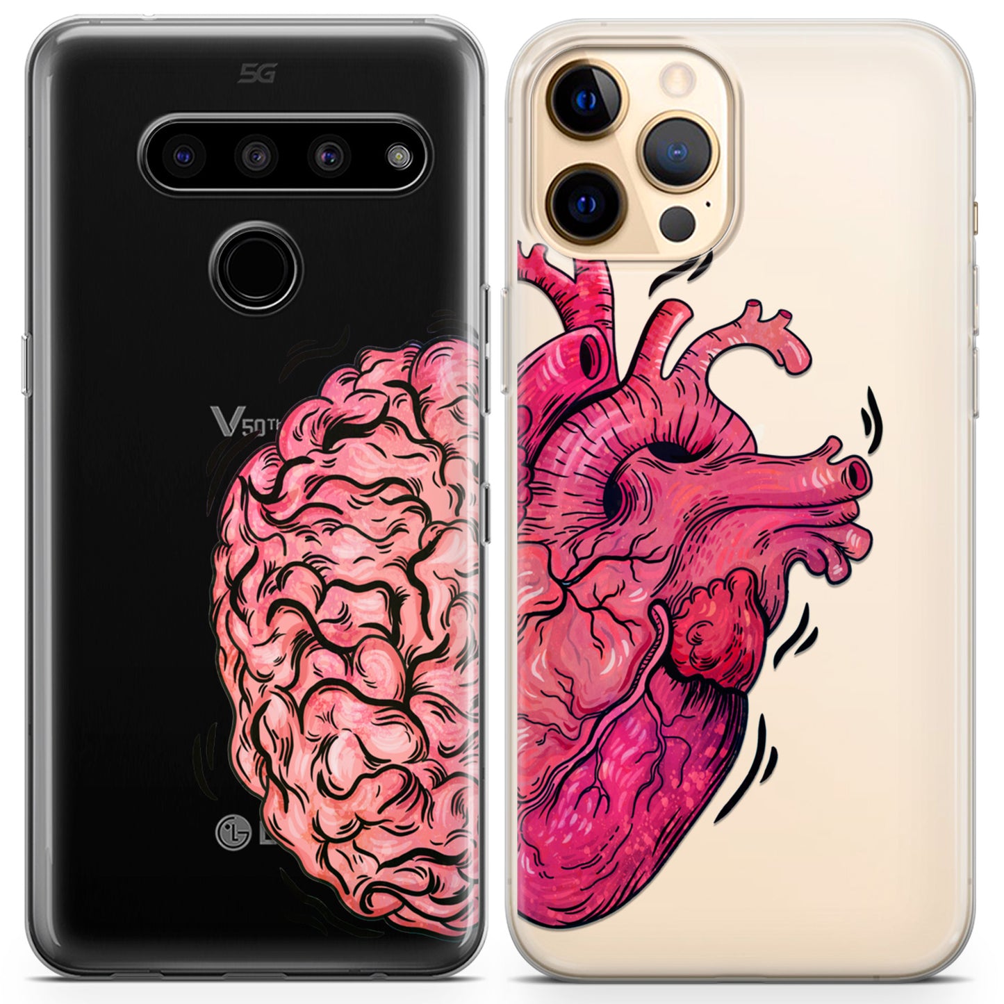 Cavka iPhone Couple Cases Brain and Heart