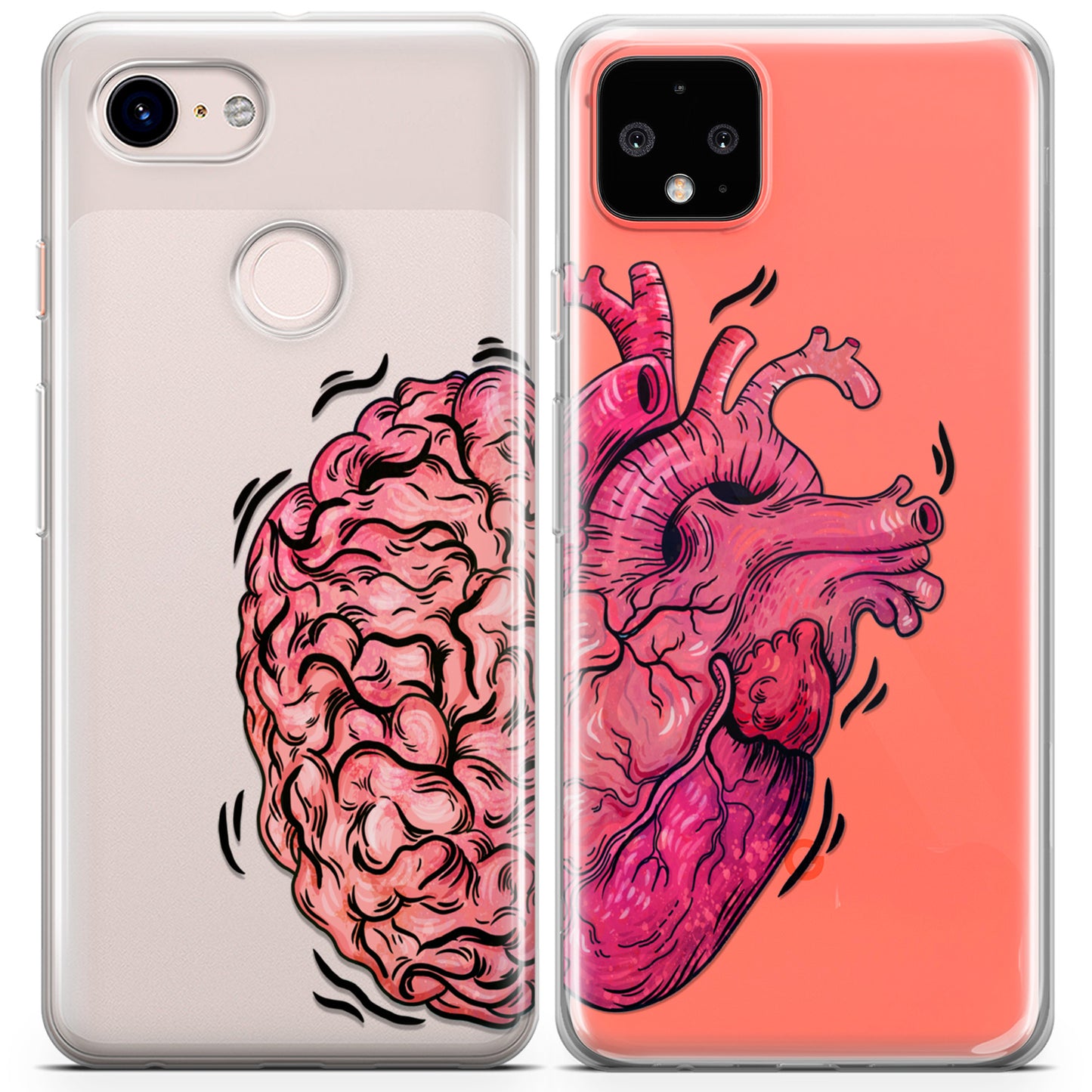 Cavka iPhone Couple Cases Brain and Heart