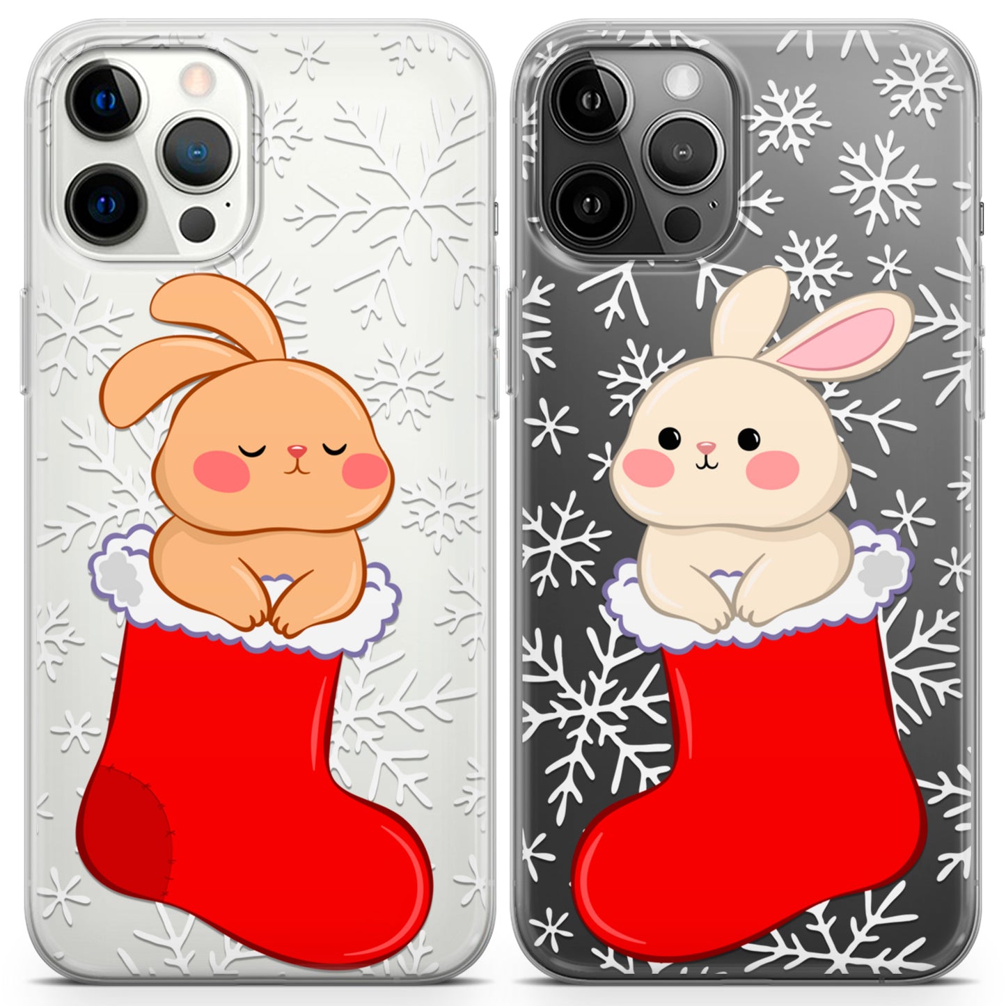 Cavka iPhone Couple Cases Bunnies in Red Socks