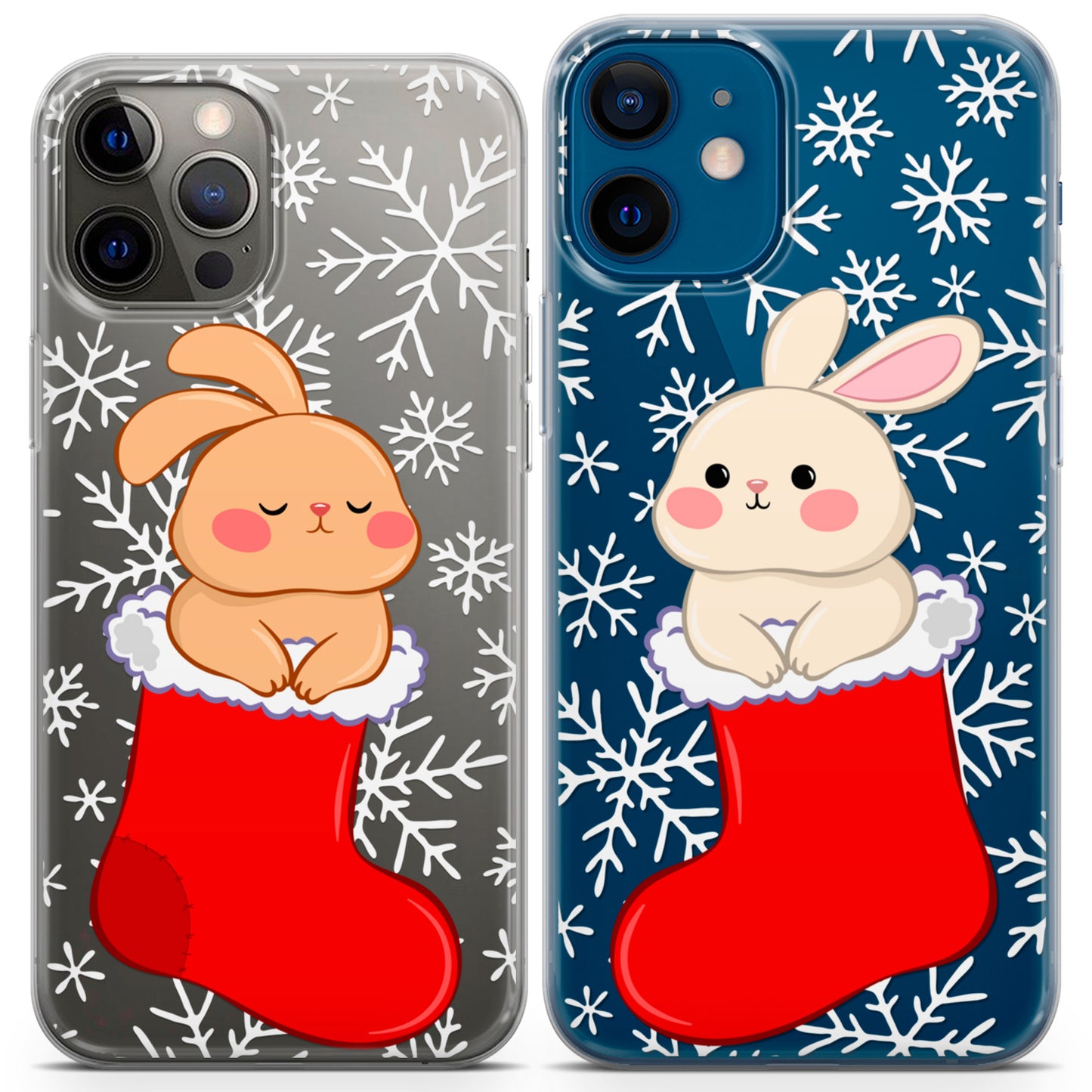 Cavka iPhone Couple Cases Bunnies in Red Socks