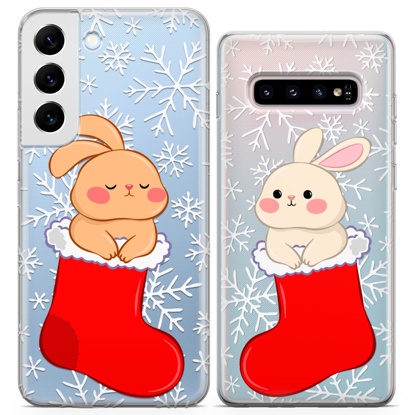 Cavka iPhone Couple Cases Bunnies in Red Socks