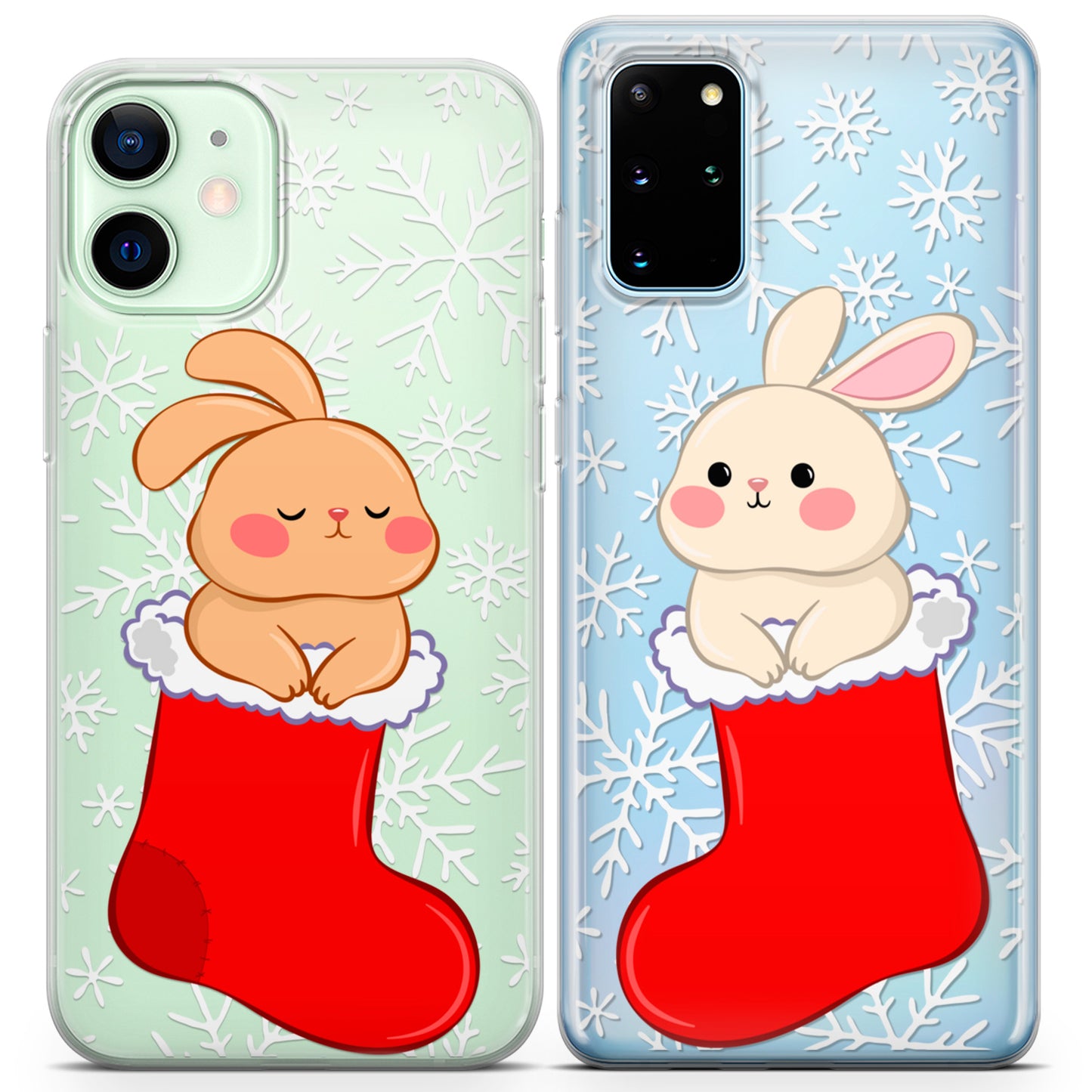 Cavka iPhone Couple Cases Bunnies in Red Socks