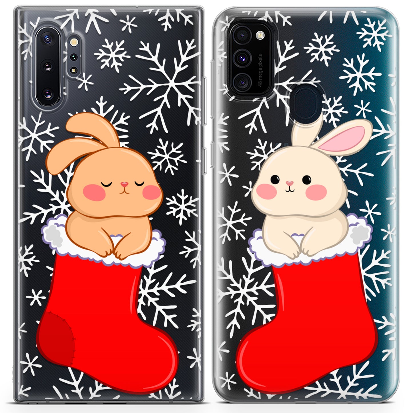 Cavka iPhone Couple Cases Bunnies in Red Socks