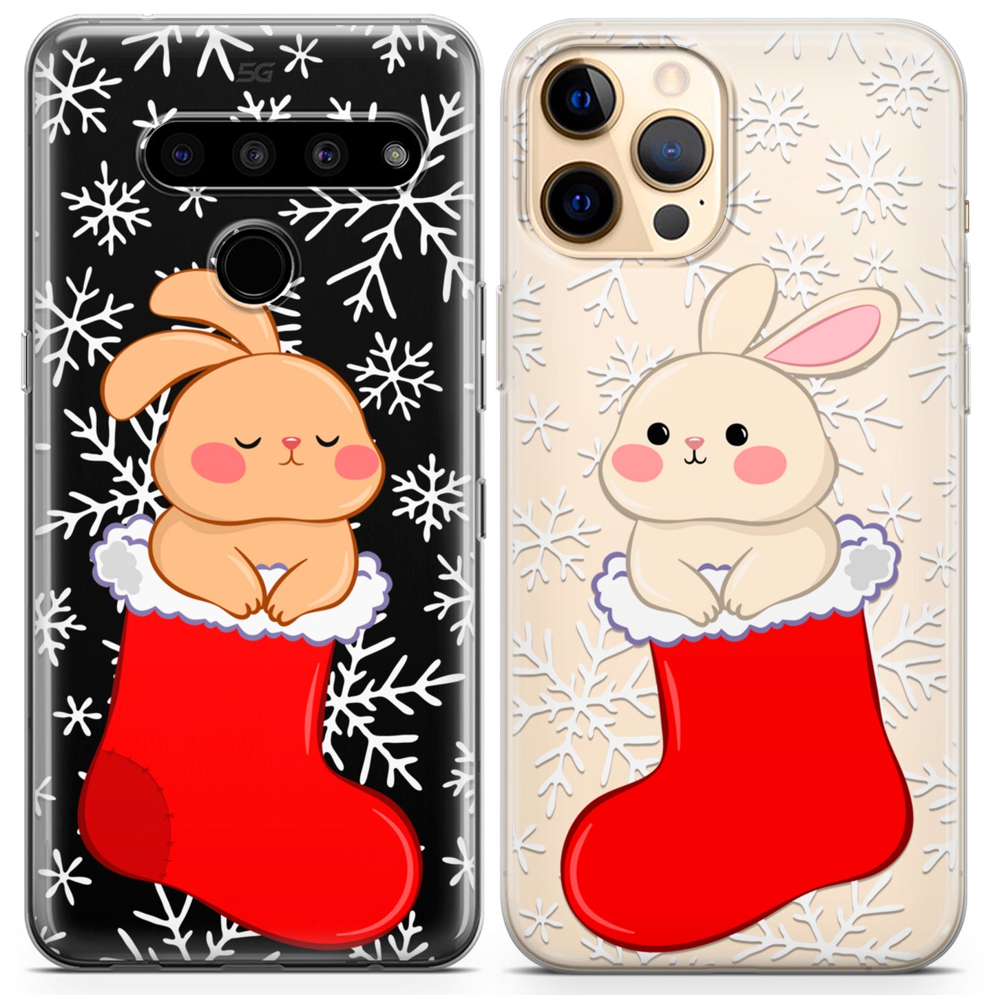 Cavka iPhone Couple Cases Bunnies in Red Socks