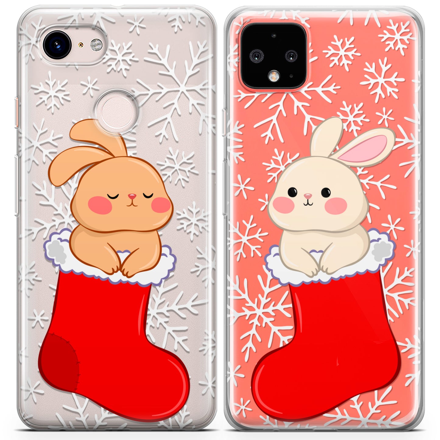 Cavka iPhone Couple Cases Bunnies in Red Socks